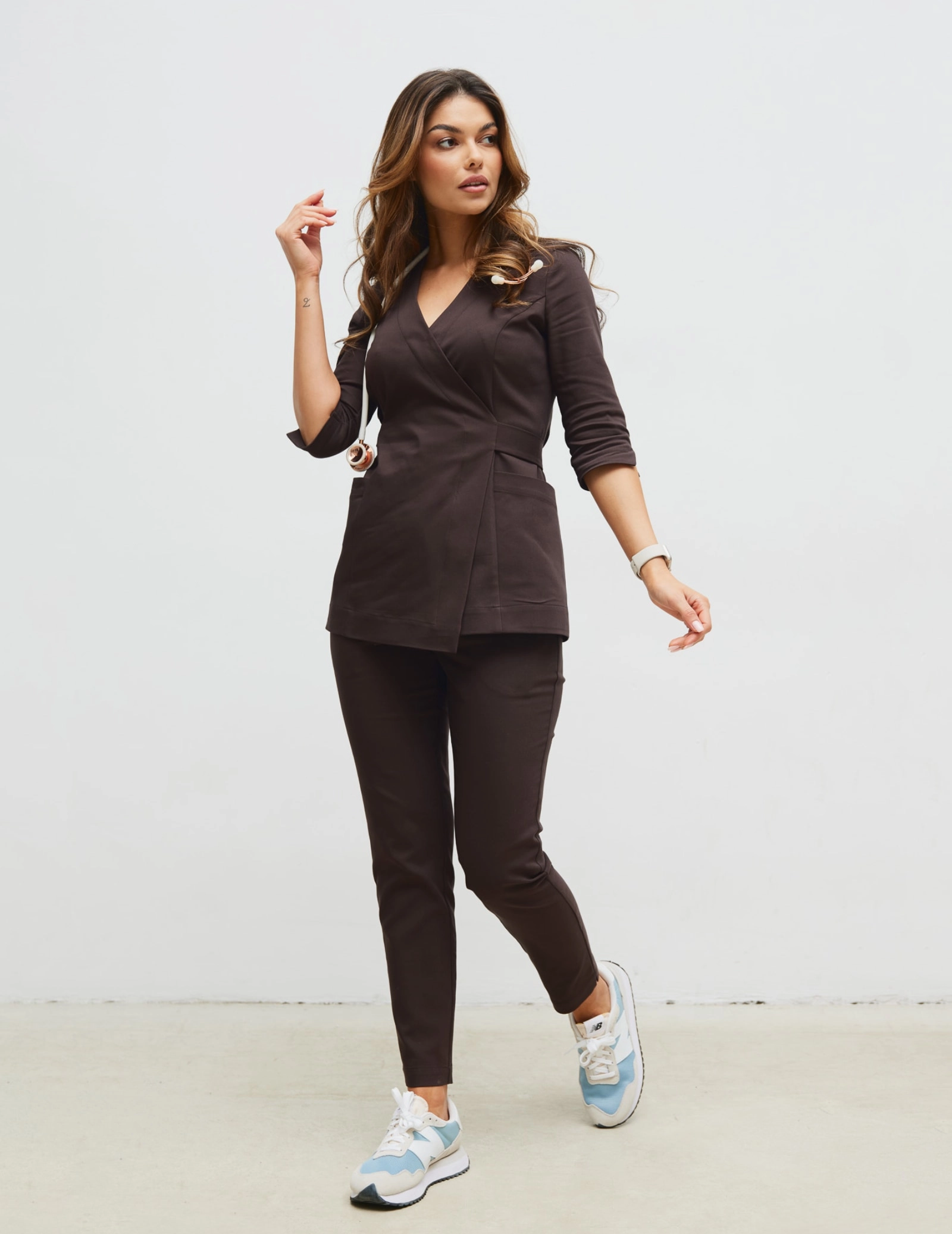 Pantaloni Medicali Dama Slim Fit - ESPRESSO