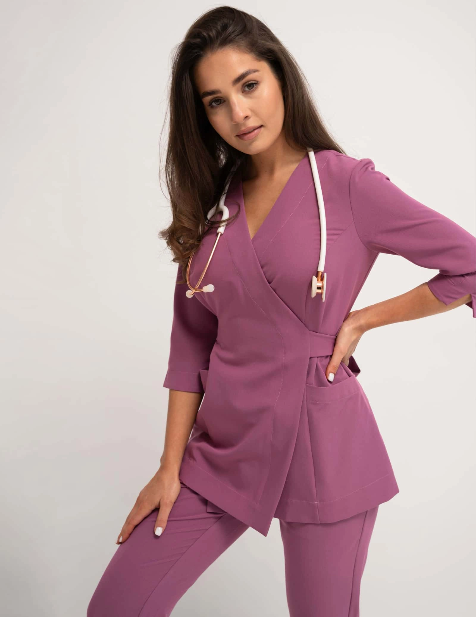 Bluză medicală legată ROSALIE - BERRY SHAKE