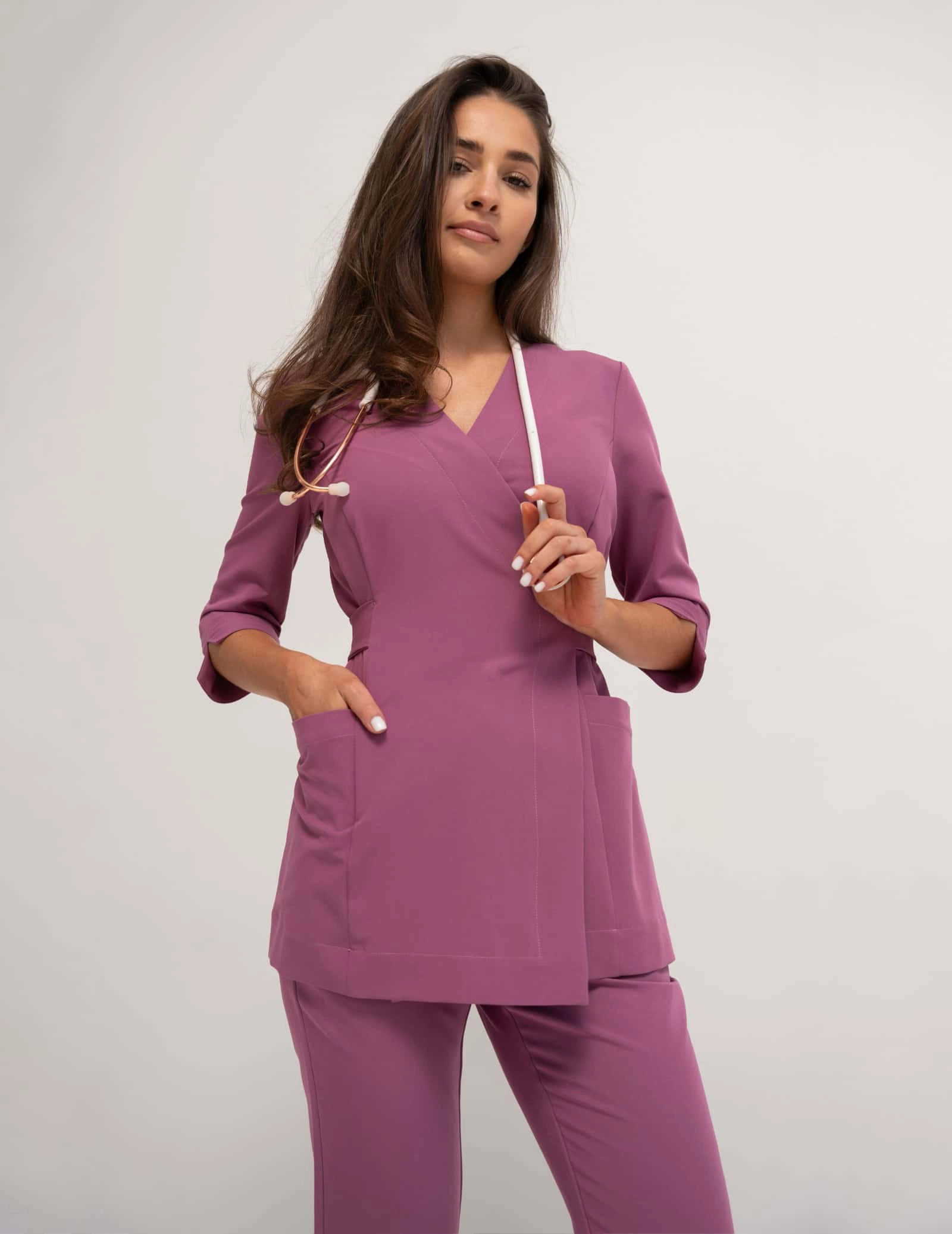 Bluză medicală legată ROSALIE - BERRY SHAKE