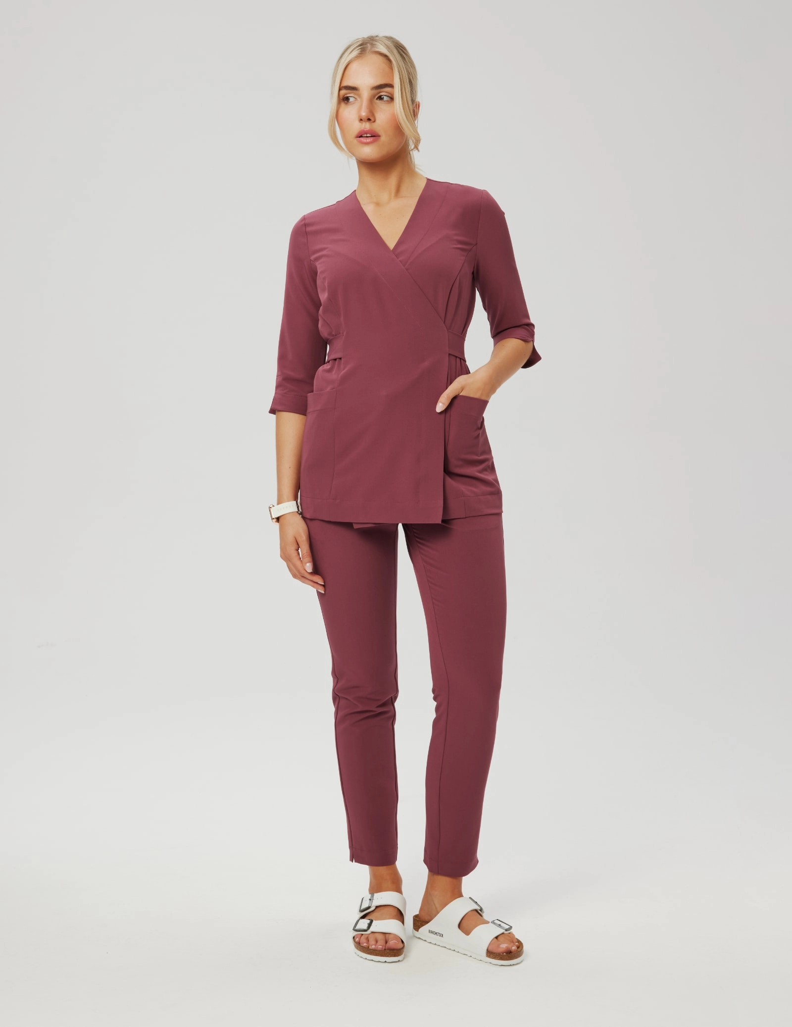 Spodnie damskie Basic - BURGUNDY