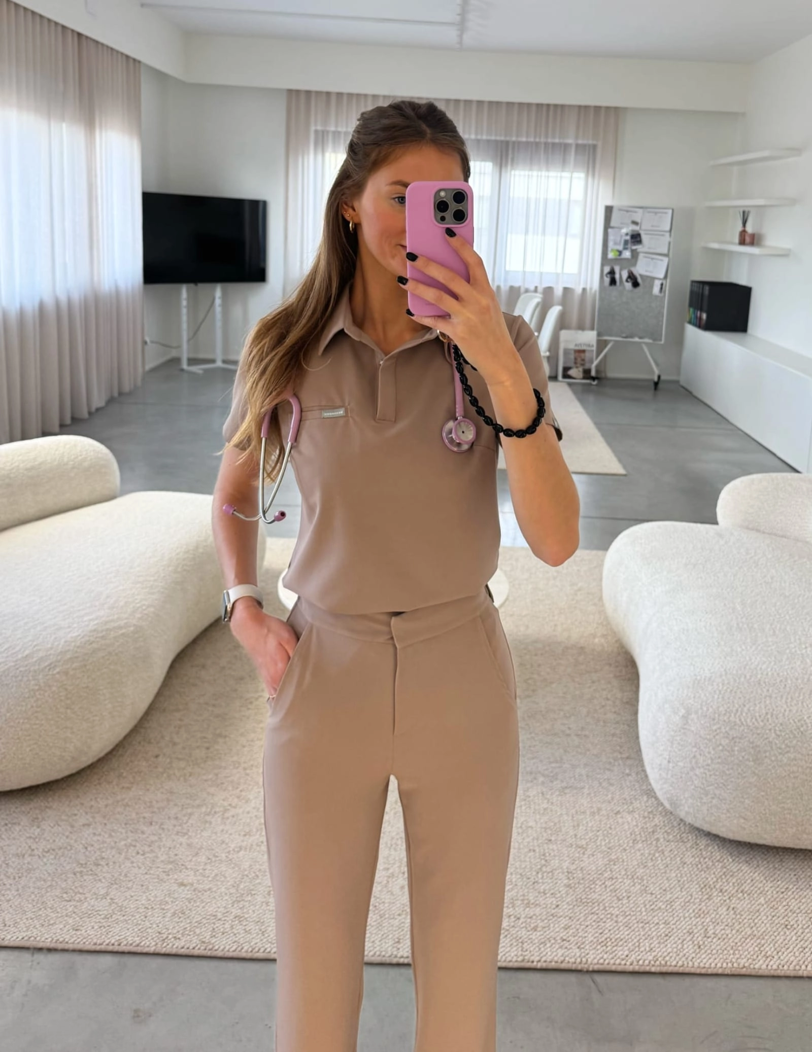 Bluză Medicală Polo - BEIGE