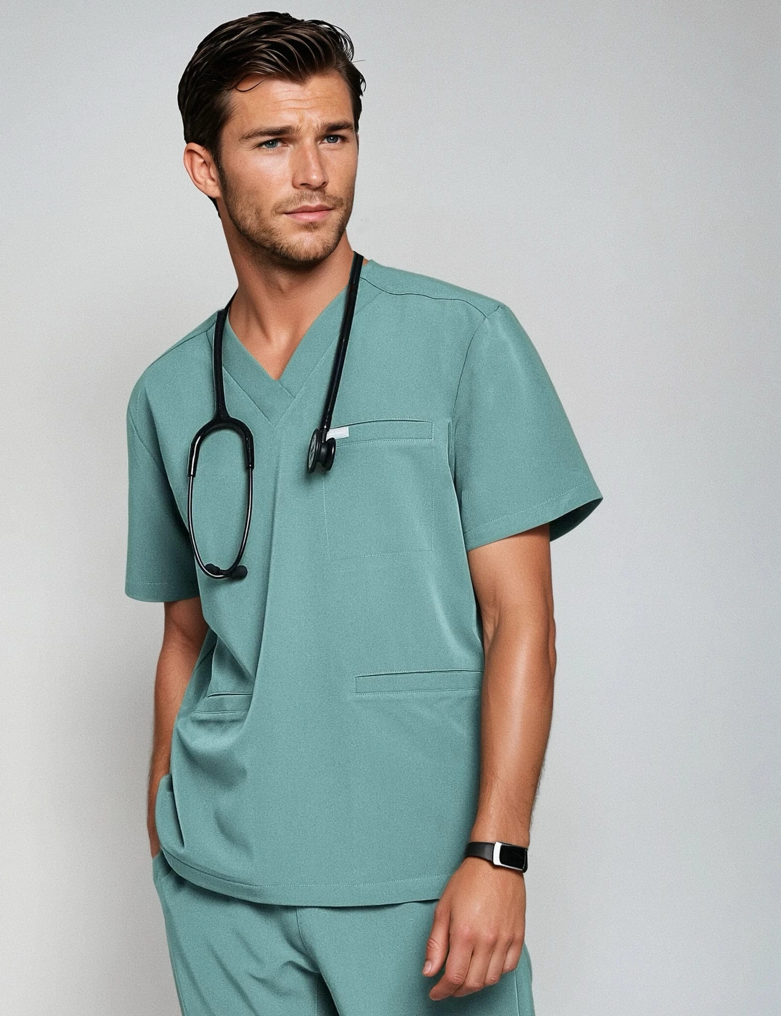 Bluză medicală Birbal - DUSTY GREEN