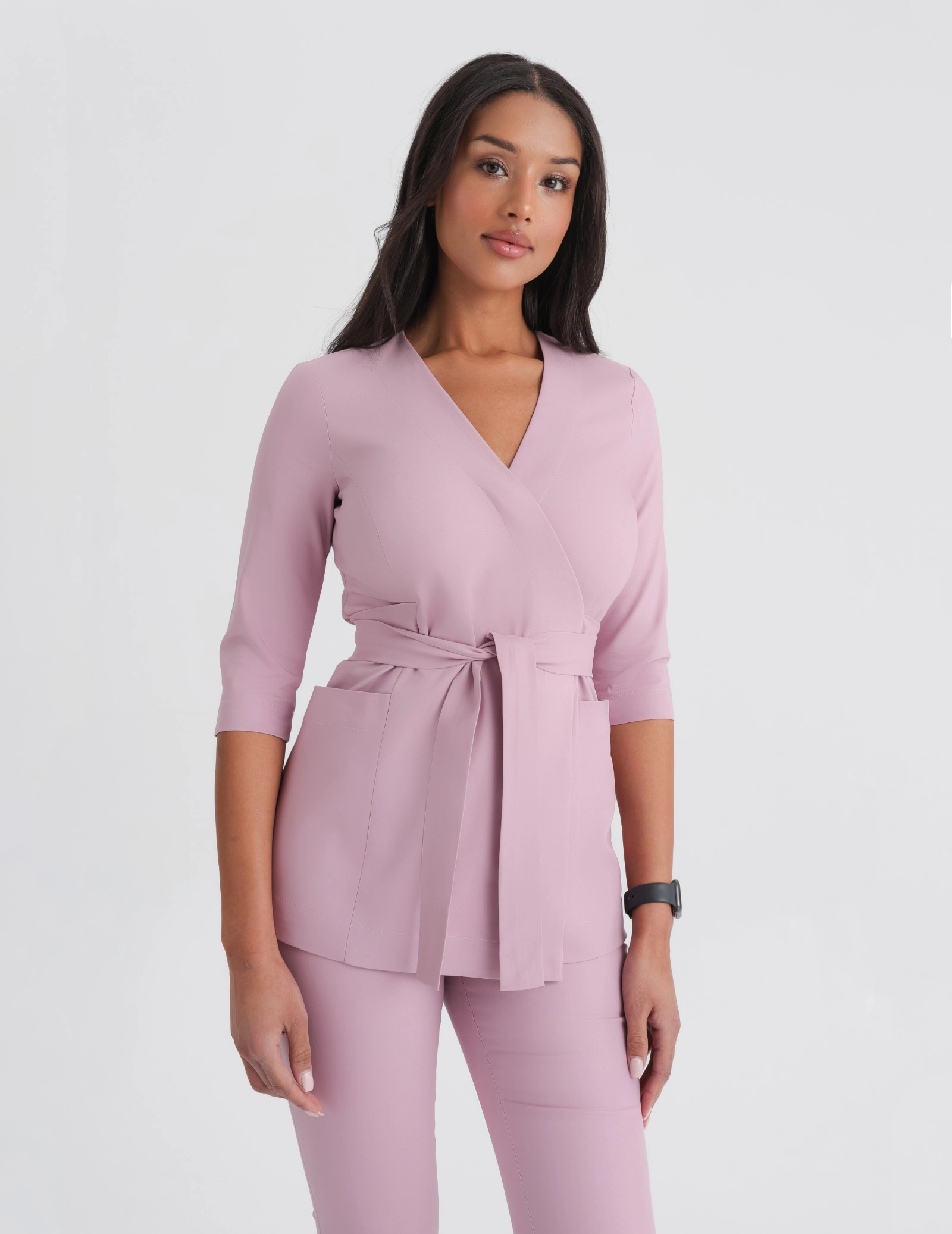 Bluză Medicală cu legături Rosalie - FRENCH PINK