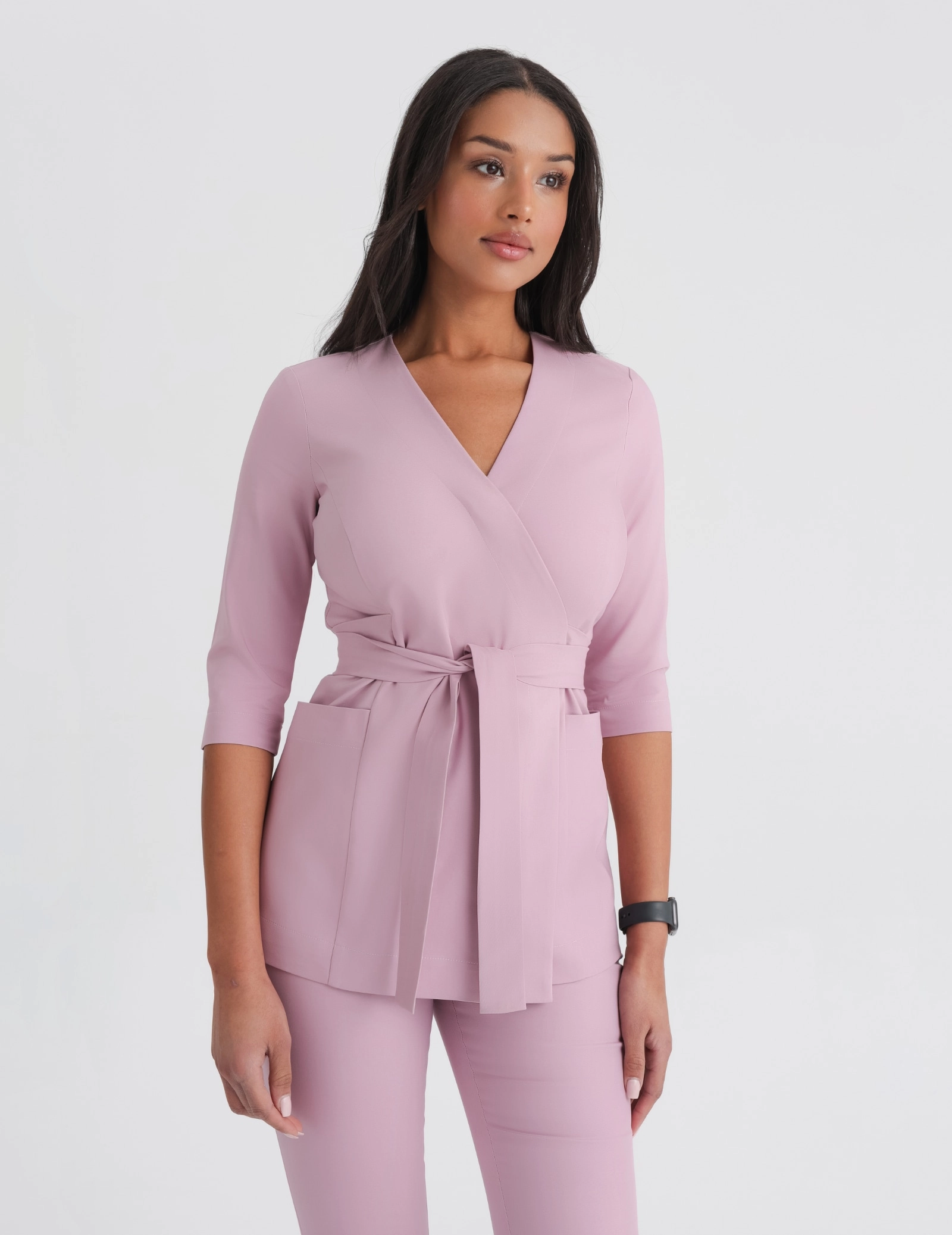 Bluză Medicală cu legături Rosalie - FRENCH PINK