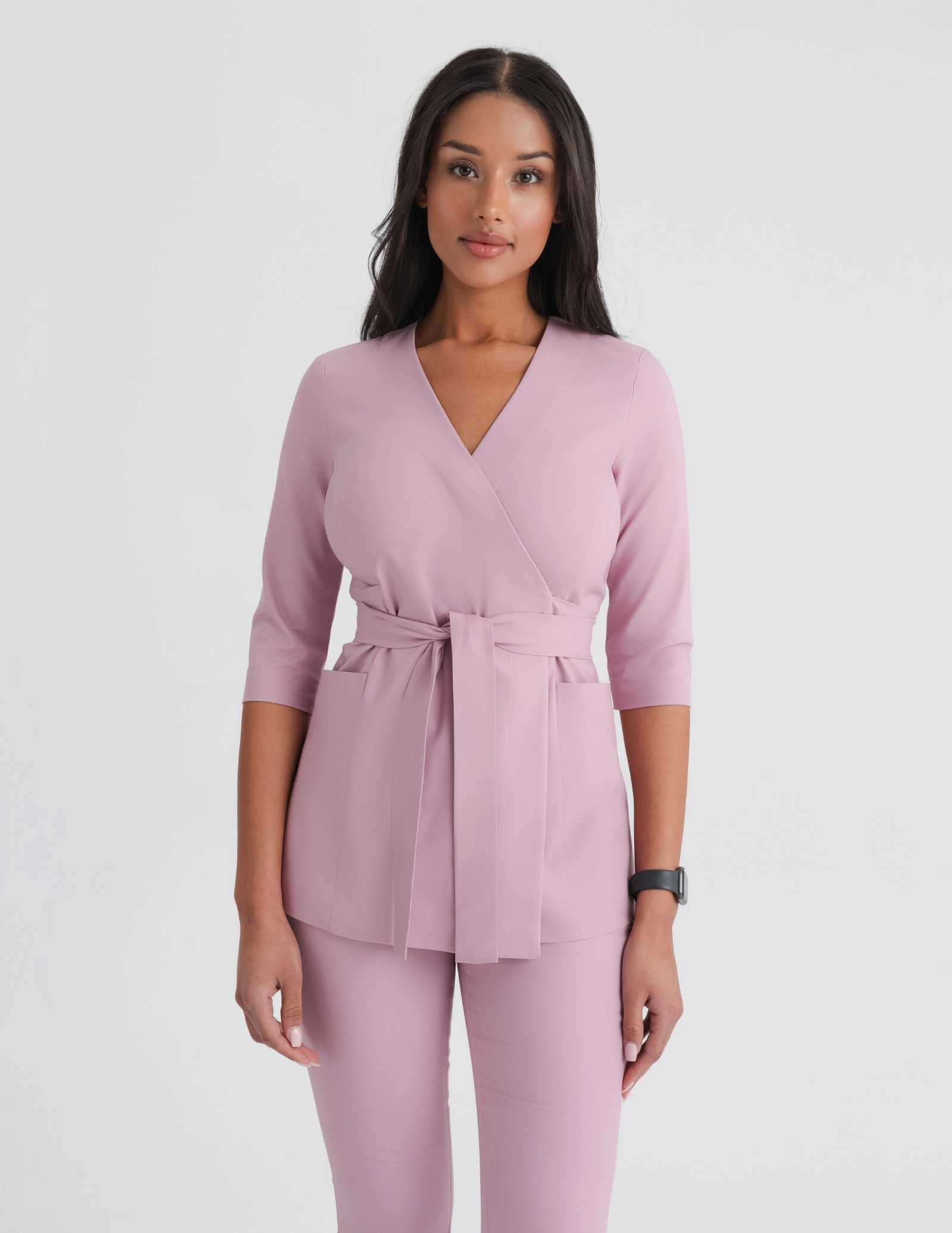 Bluză Medicală cu legături Rosalie - FRENCH PINK