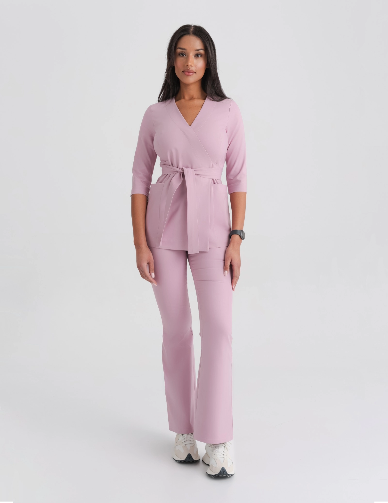 Bluză Medicală cu legături Rosalie - FRENCH PINK