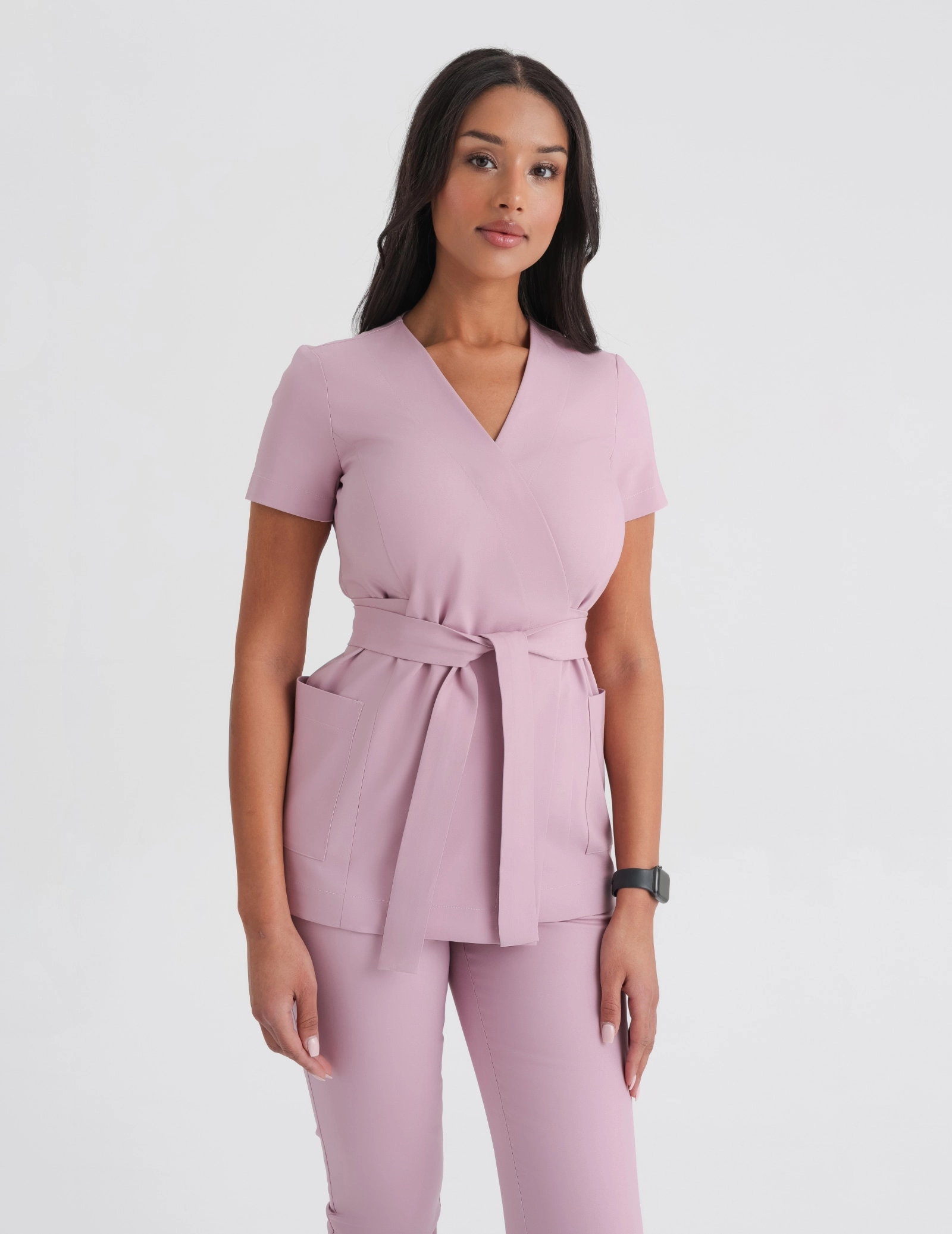Bluză Medicală cu legături Auri - FRENCH PINK