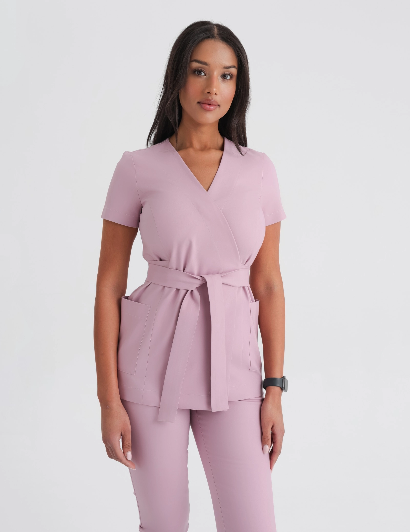 Bluză Medicală cu legături Auri - FRENCH PINK