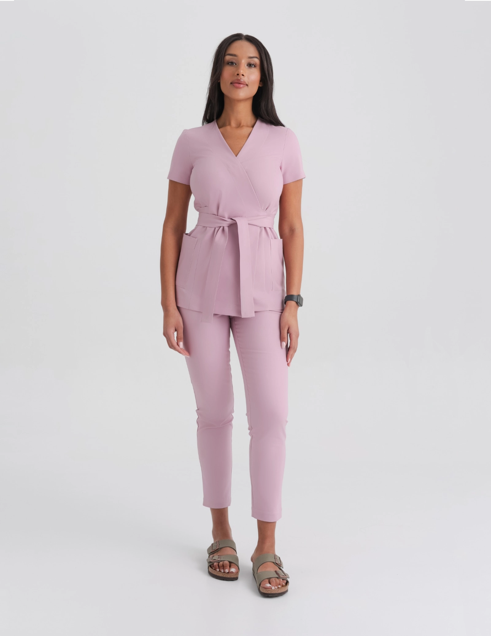 Bluză Medicală cu legături Auri - FRENCH PINK