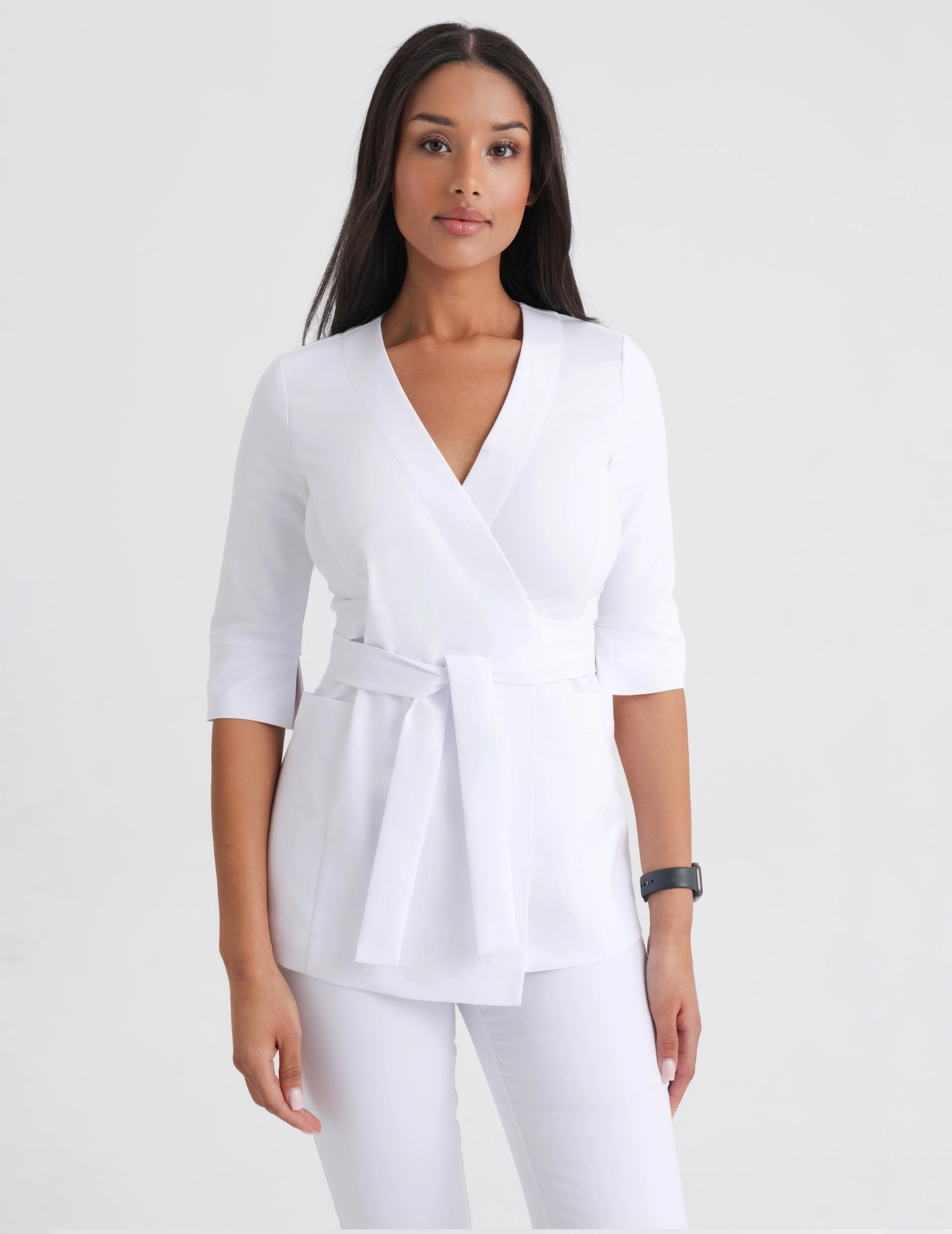 Bluză medicală legată Rosalie - WHITE