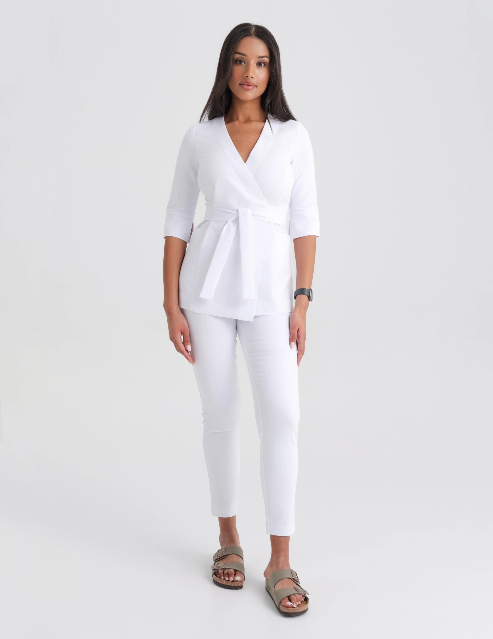 Bluză medicală legată Rosalie - WHITE