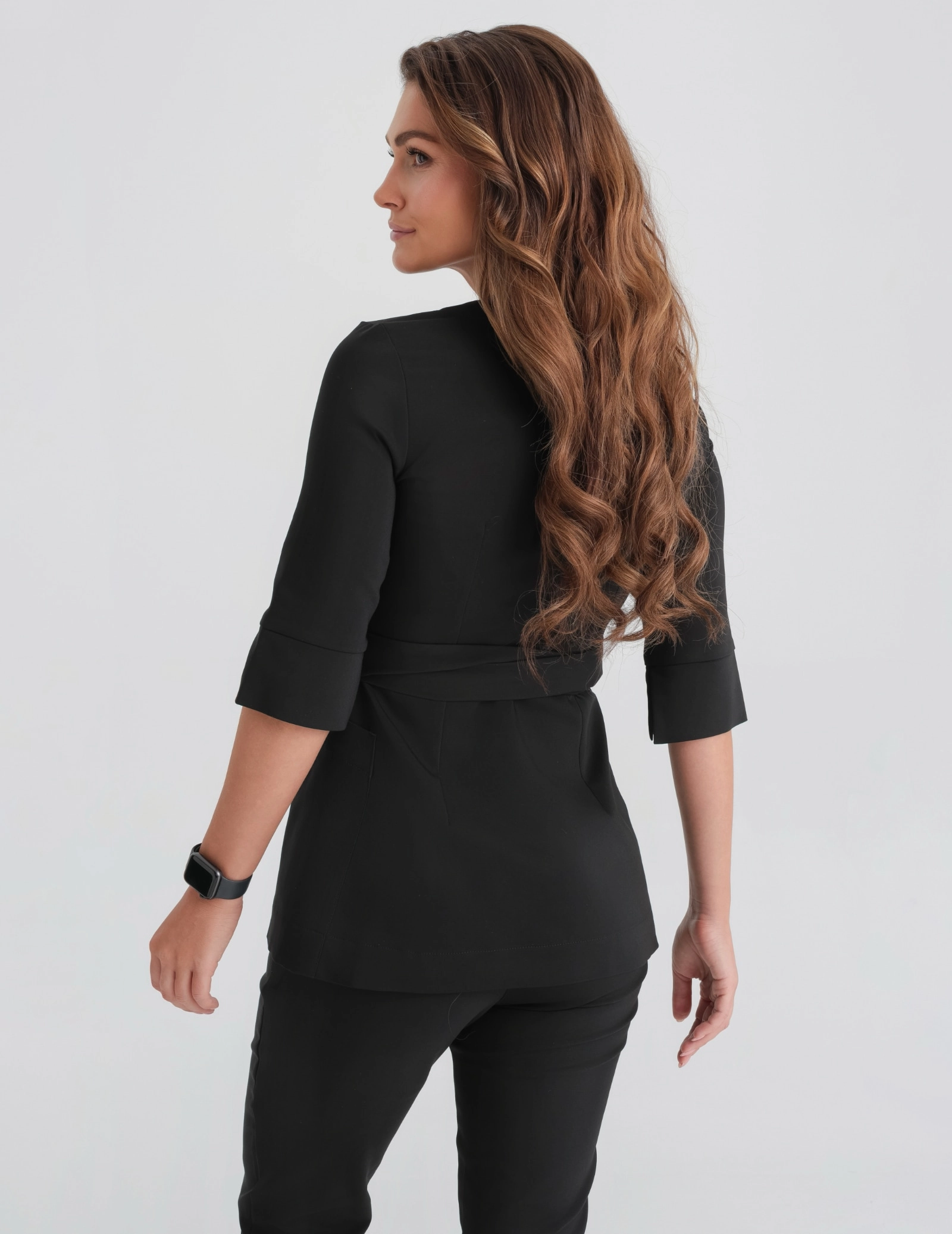 Bluză medicală legată Rosalie - TRUE BLACK