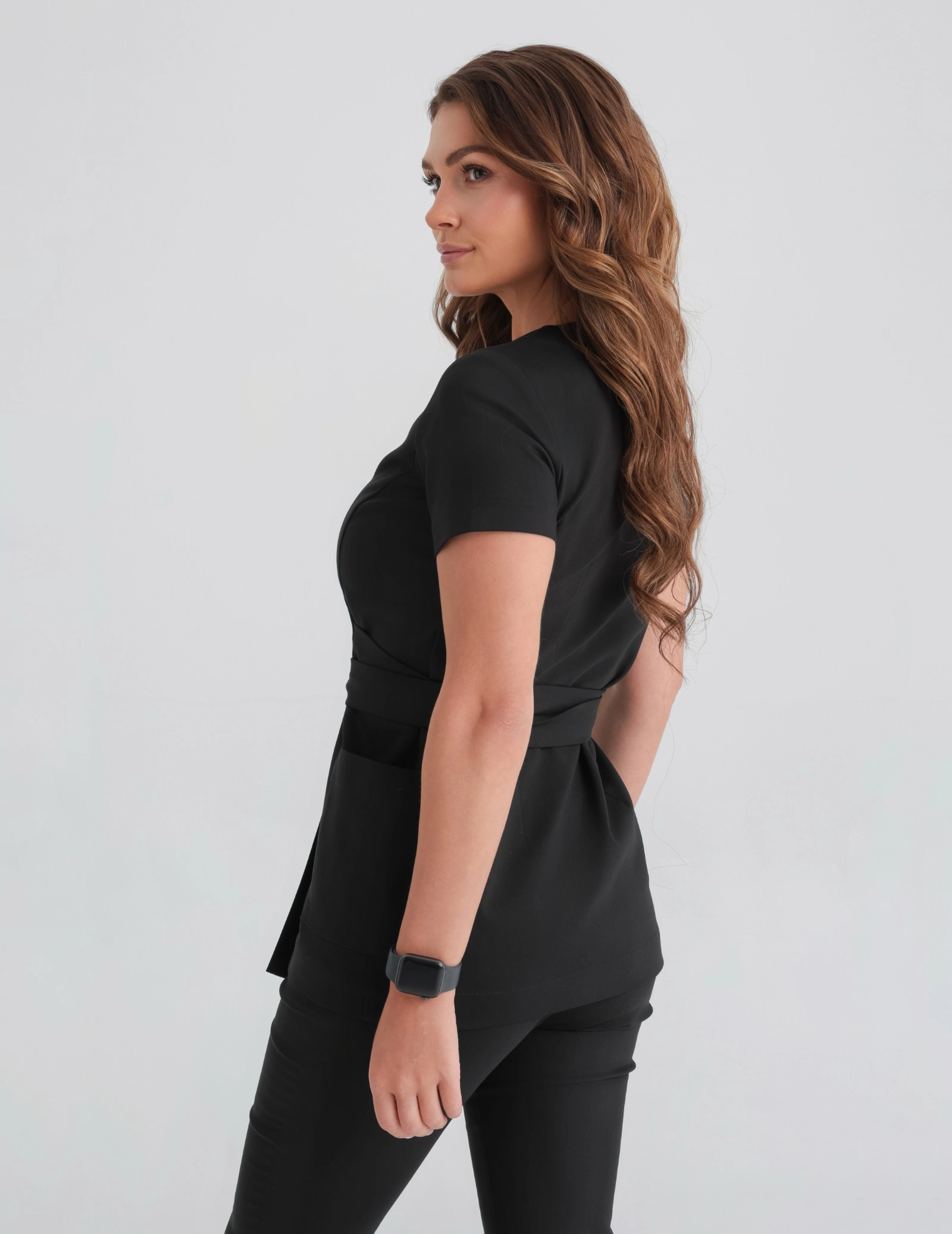 Bluză Medicală cu legături Auri - BLACK