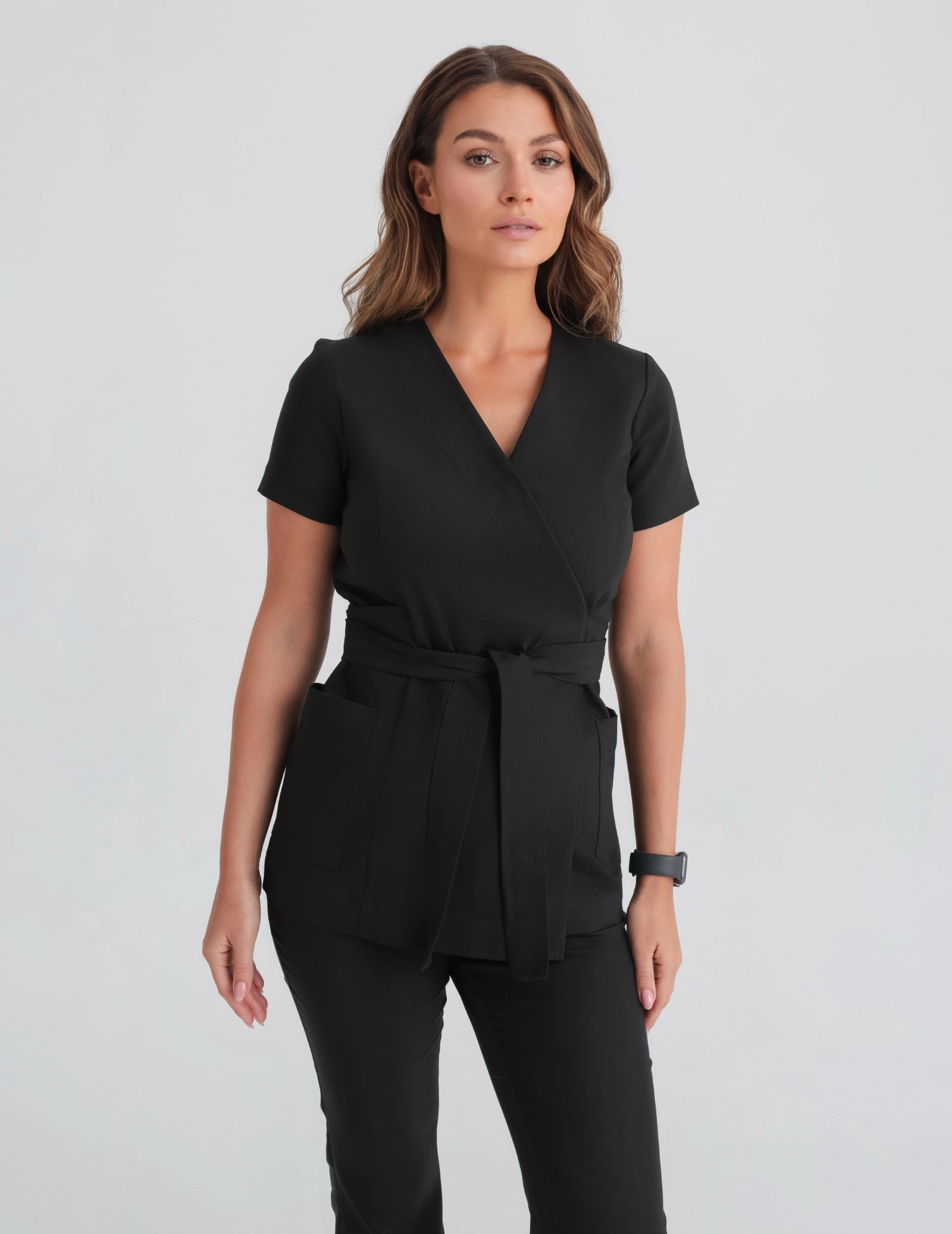 Bluză Medicală cu legături Auri - BLACK