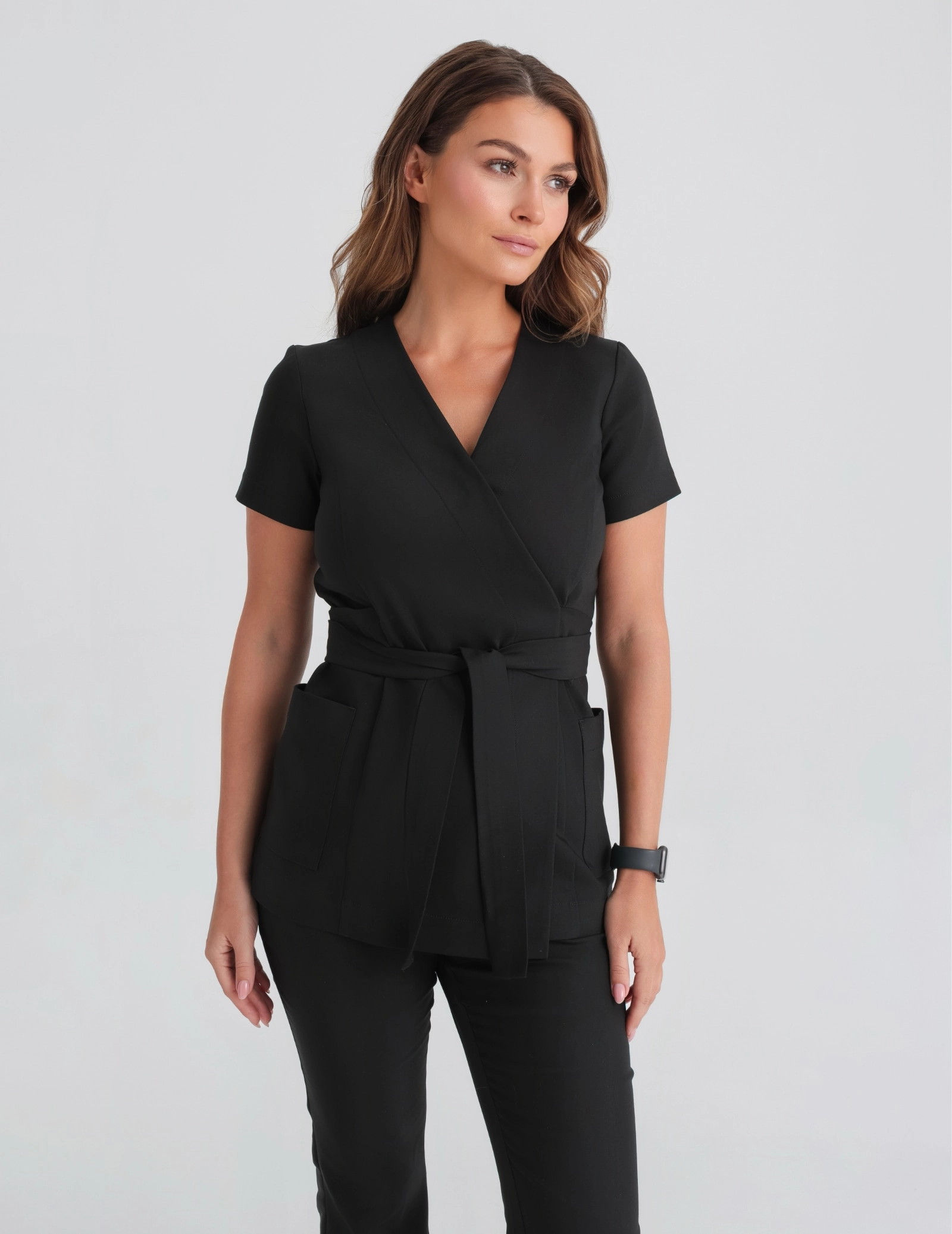 Bluză Medicală cu legături Auri - BLACK