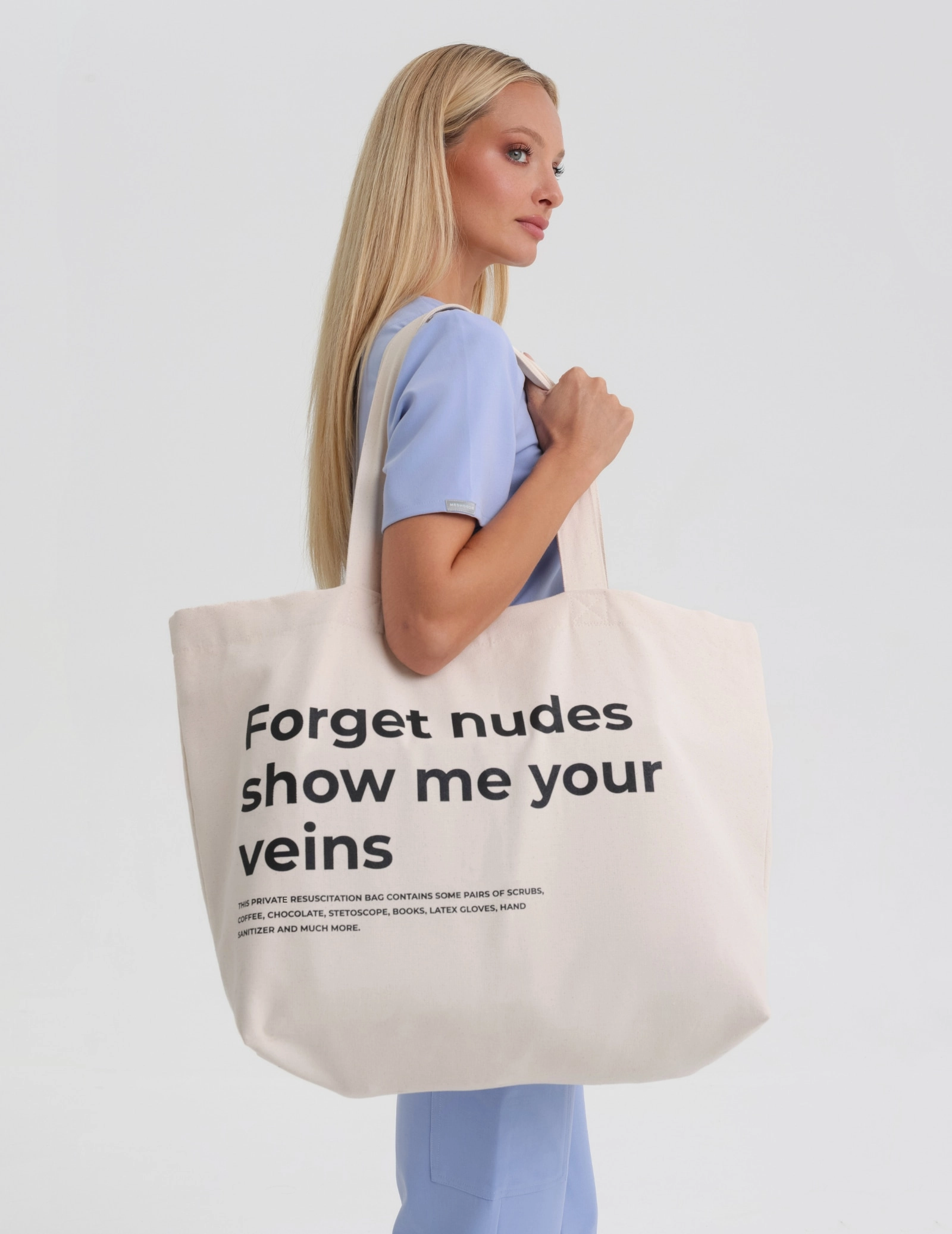 Geantă Shopper Oversize – "Forget nudes show me your veins"