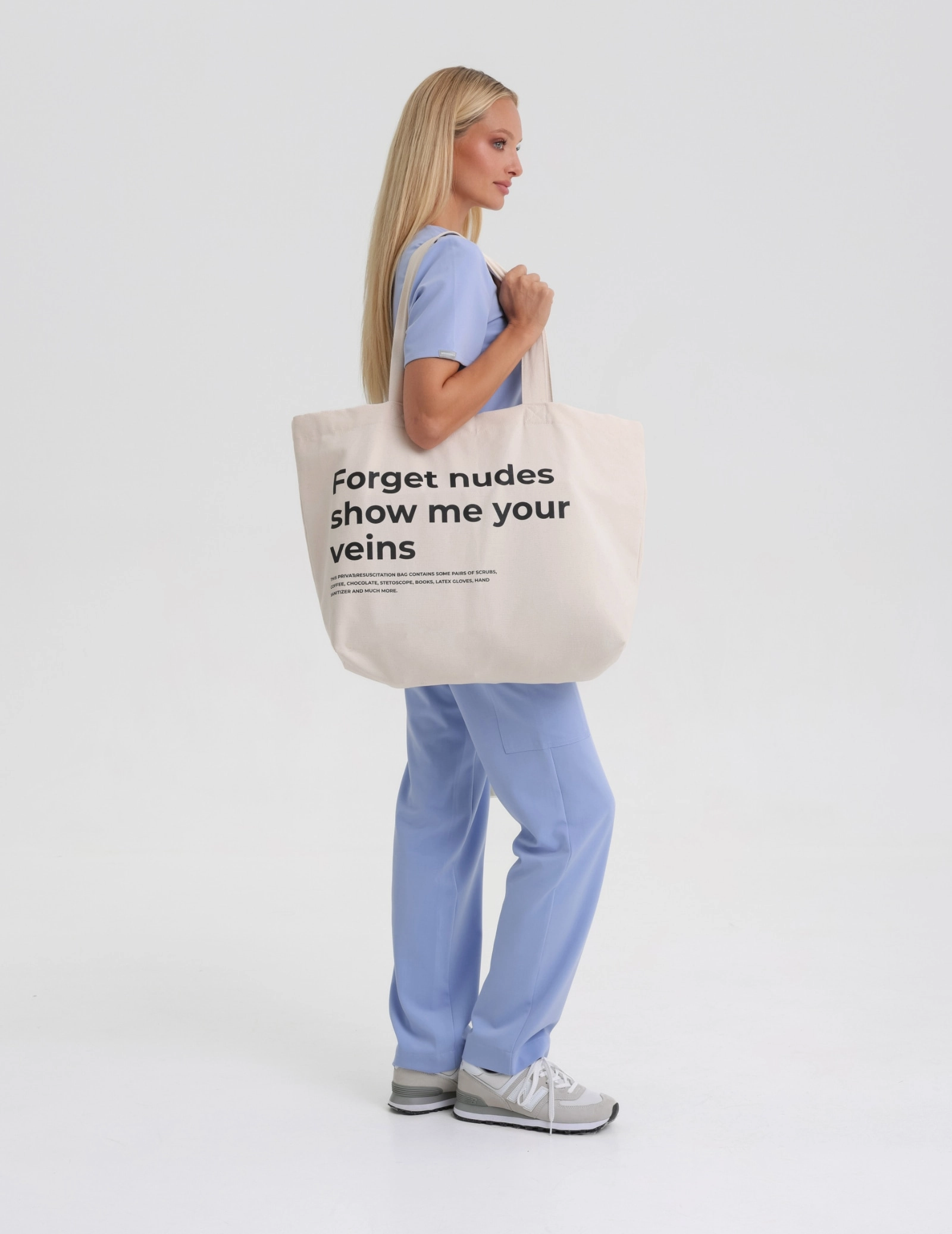 Geantă Shopper Oversize – "Forget nudes show me your veins"