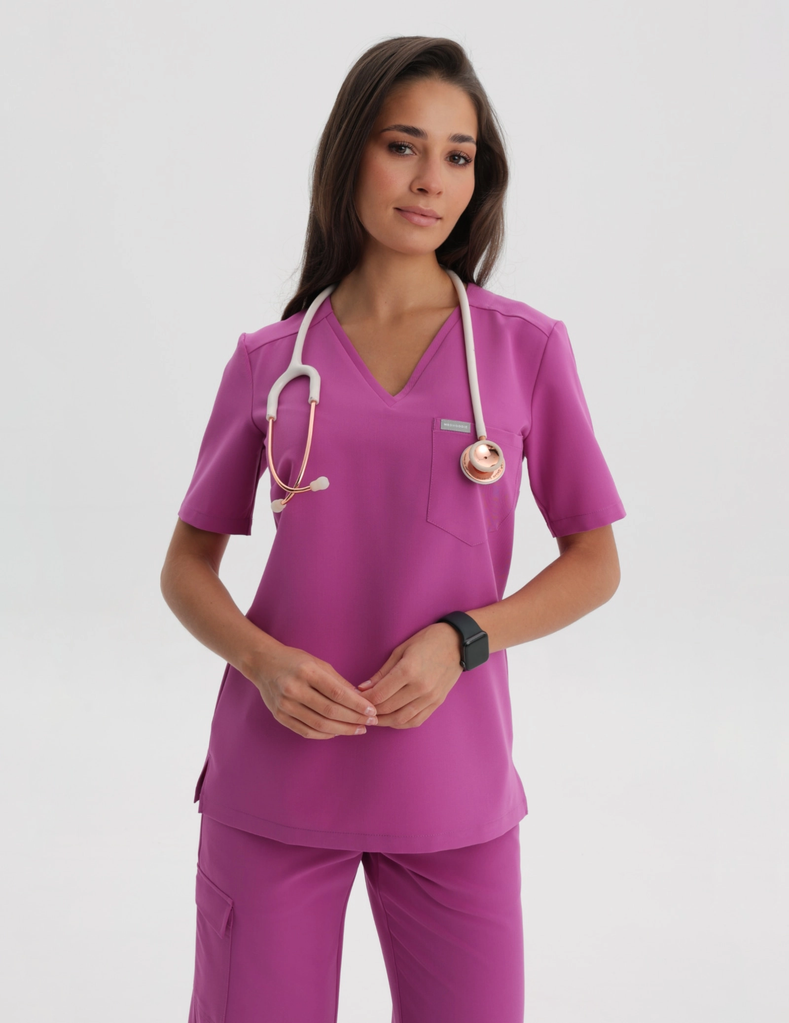 Bluză Medicală Raya One Pocket - ELECTRIC PINK