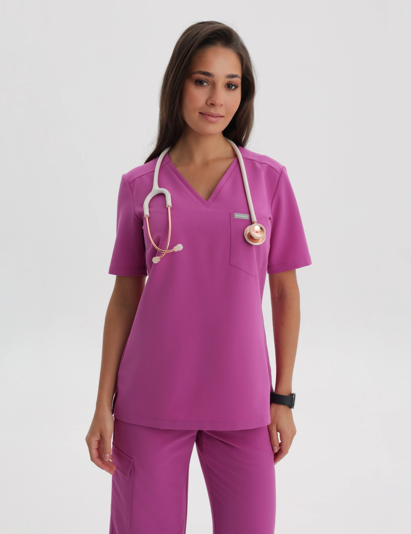 Bluză Medicală Raya One Pocket - ELECTRIC PINK