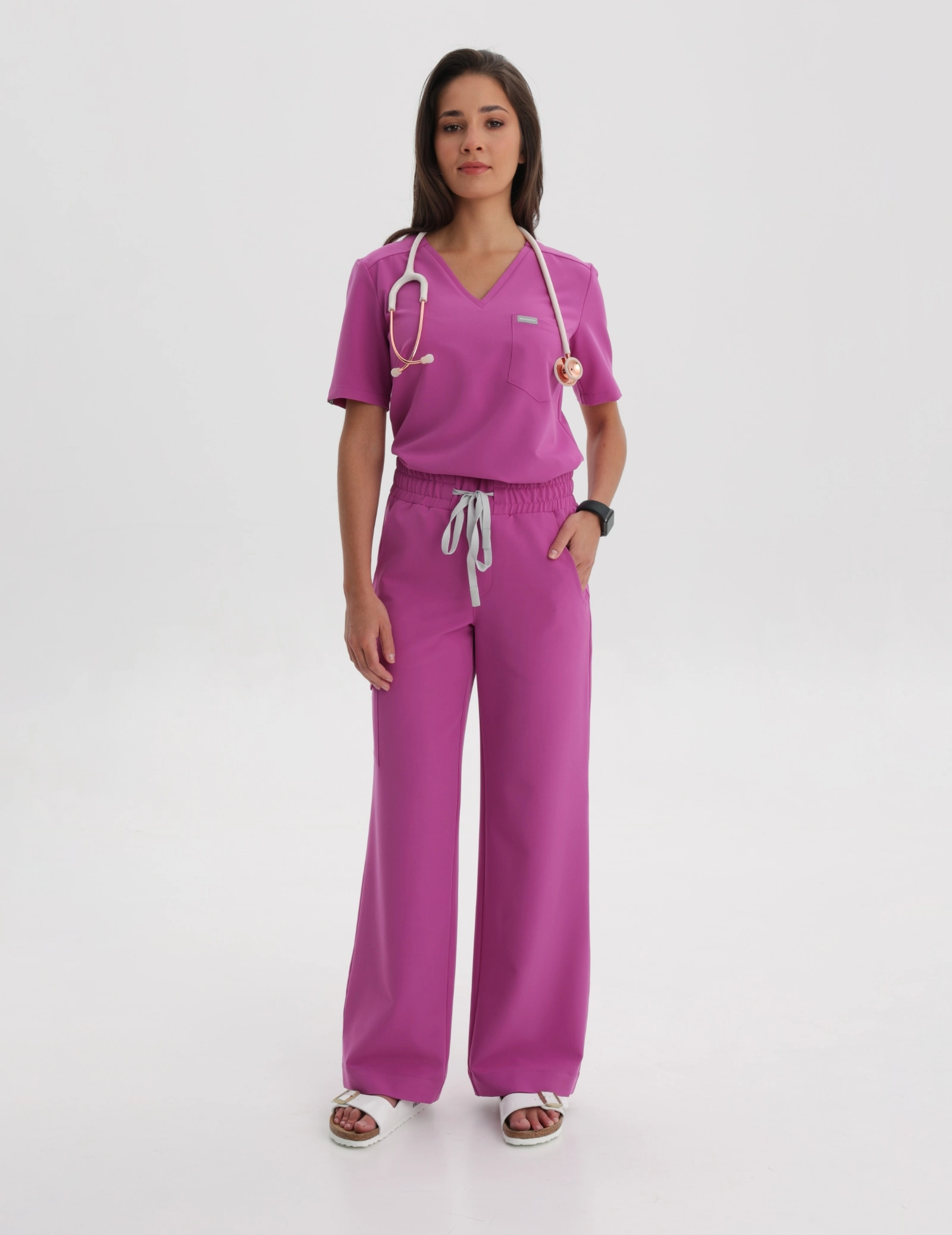Bluză Medicală Raya One Pocket - ELECTRIC PINK