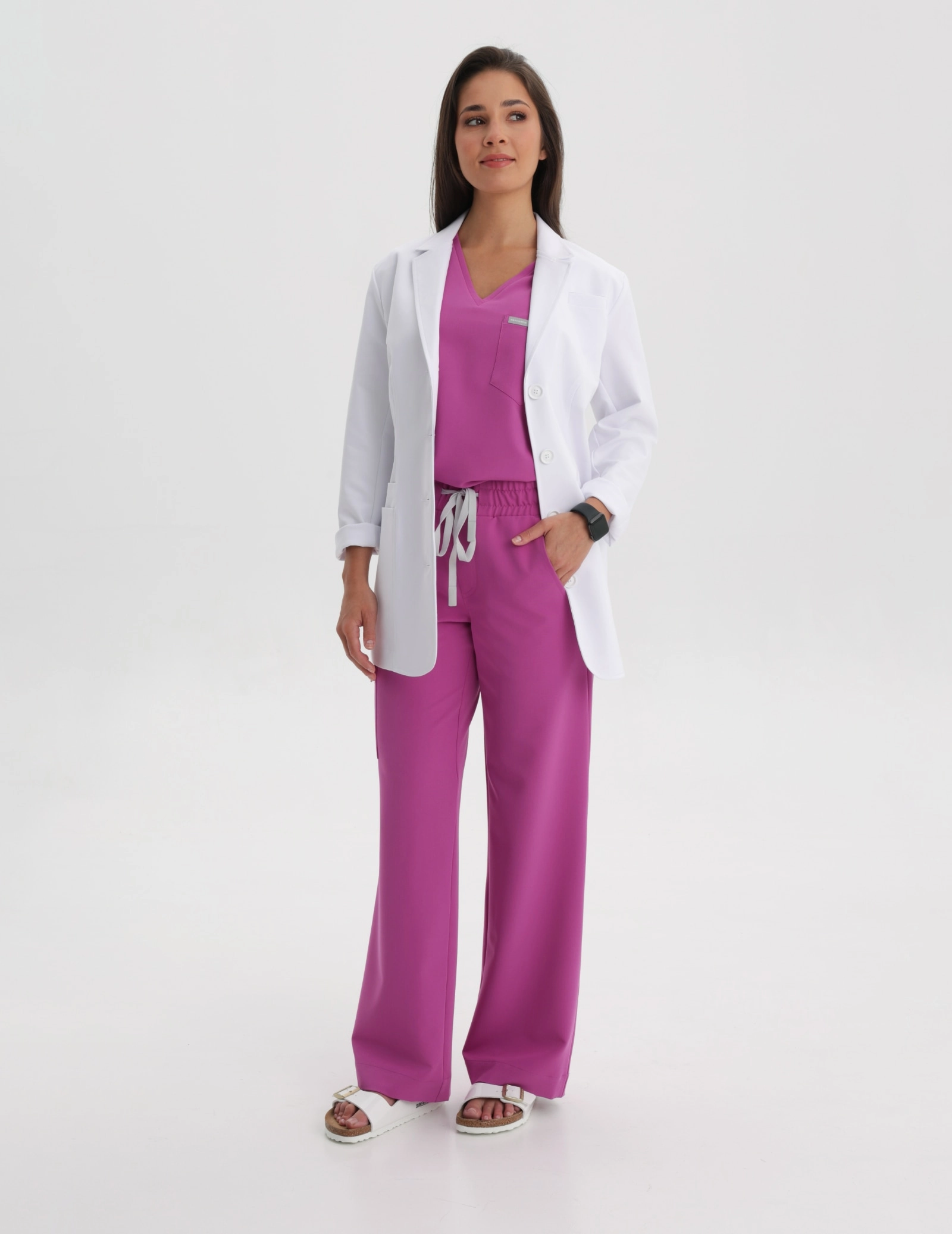 Bluză Medicală Raya One Pocket - ELECTRIC PINK