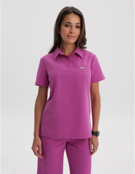 Bluză Medicală Polo - ELECTRIC PINK
