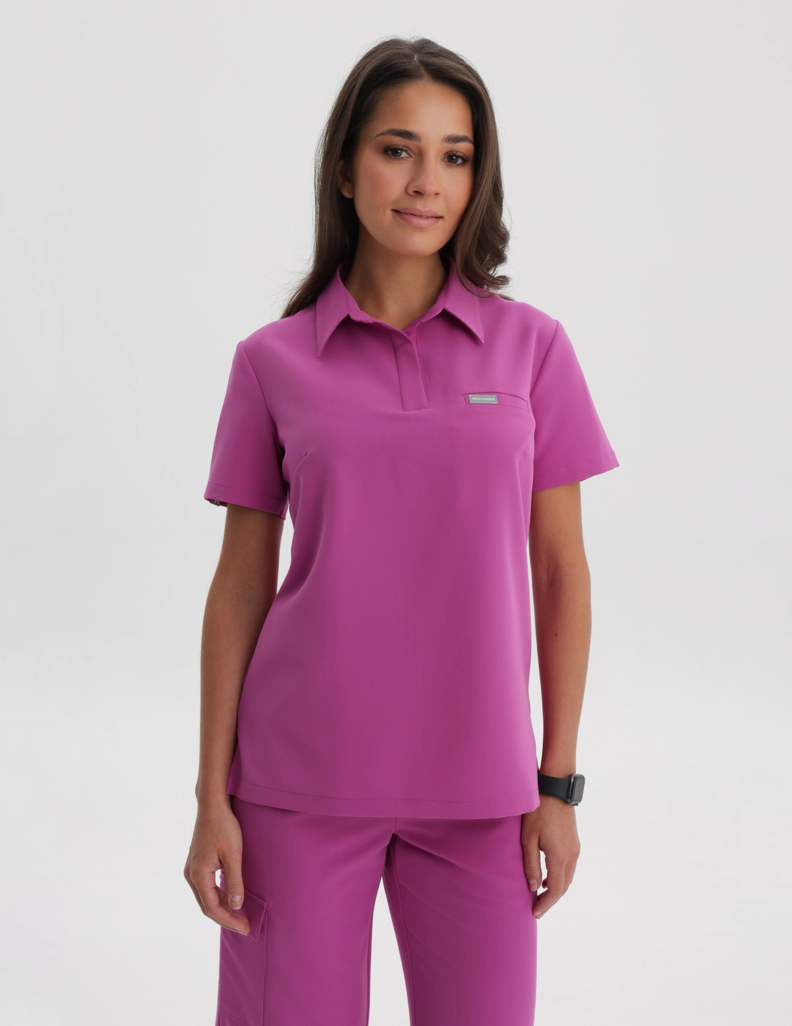 Bluză Medicală Polo - ELECTRIC PINK