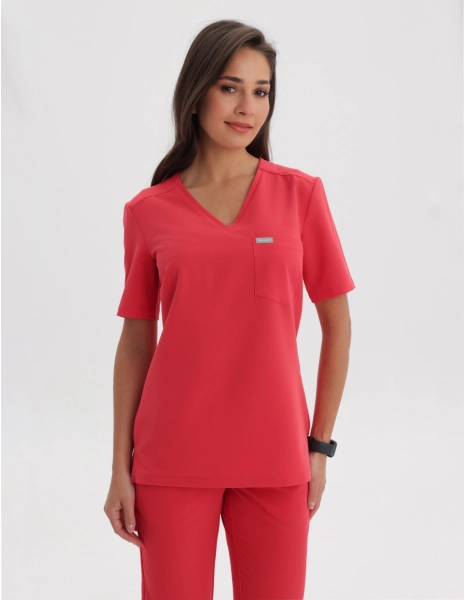 Bluză Medicală Raya One Pocket - POP RED