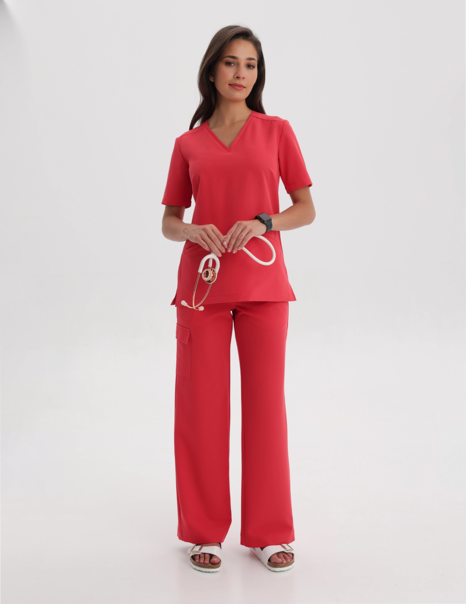 Pantaloni Medicali Dama Yoga - POP RED