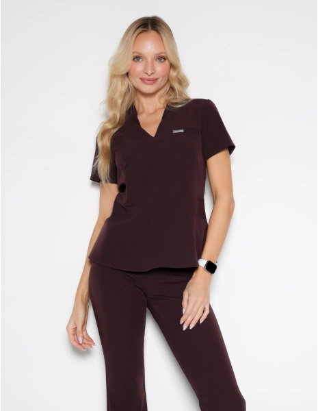 Bluză Medicală Kori - DARK CHOCOLATE