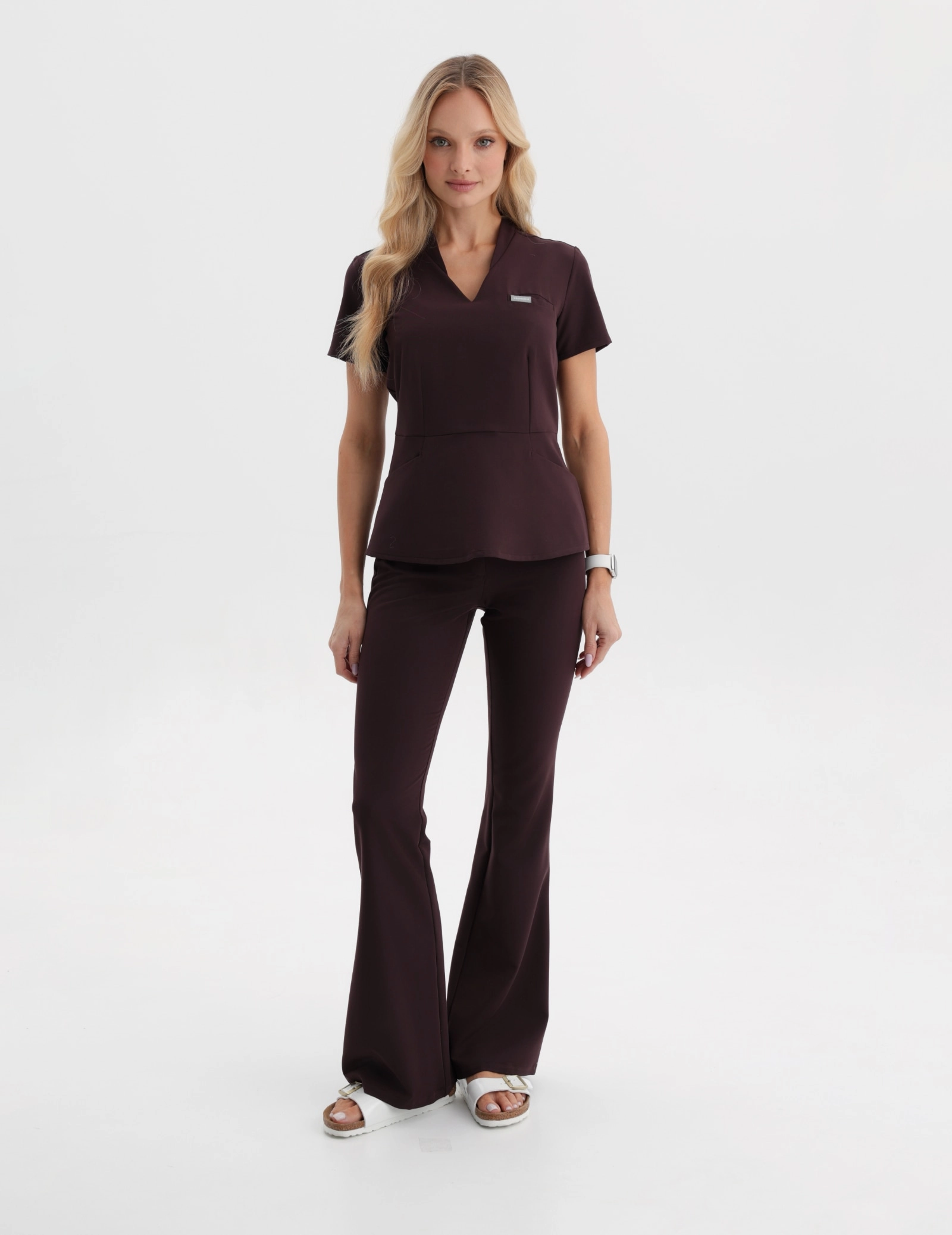 Pantaloni Medicali Dama Flare - DARK CHOCOLATE