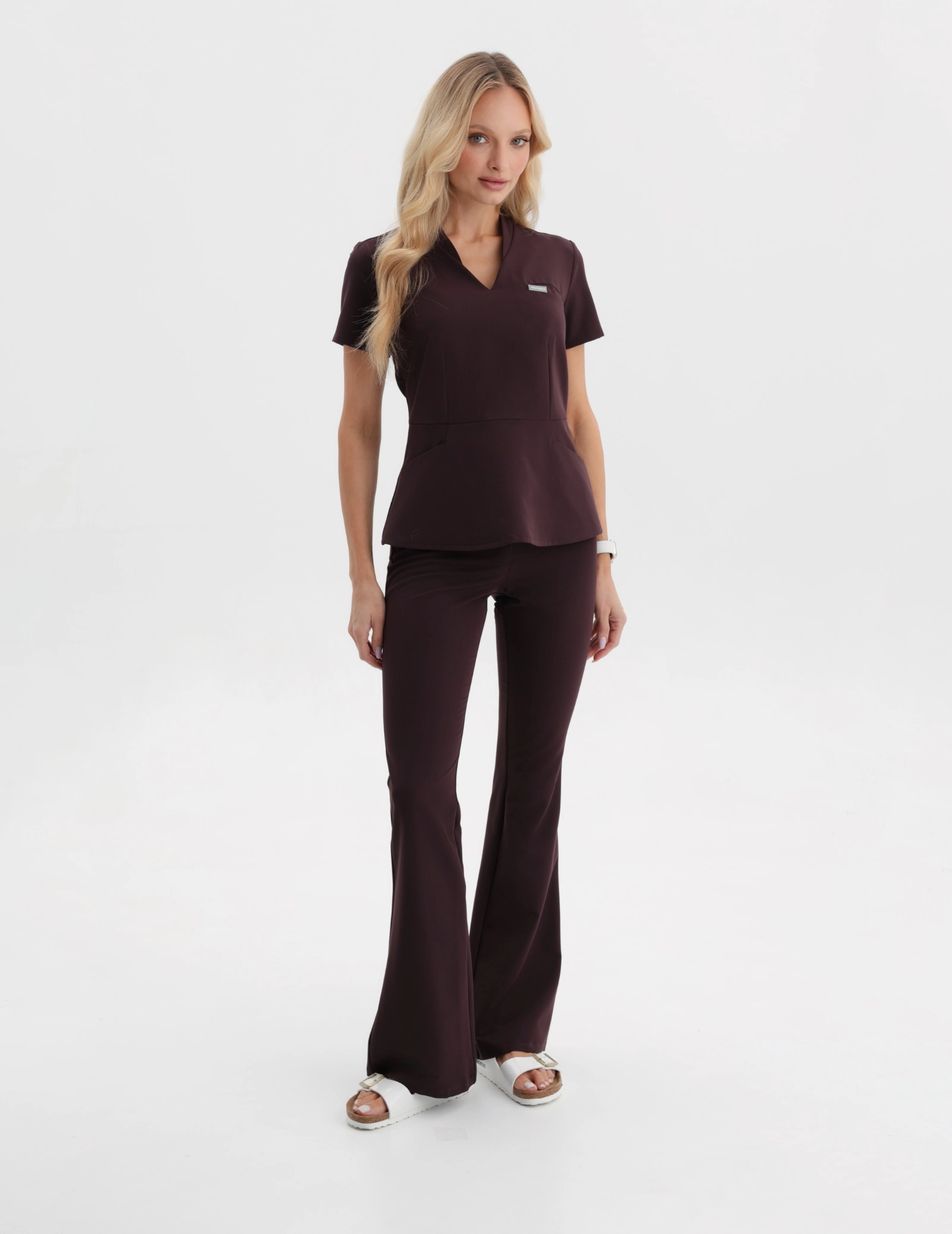 Pantaloni Medicali Dama Flare - DARK CHOCOLATE