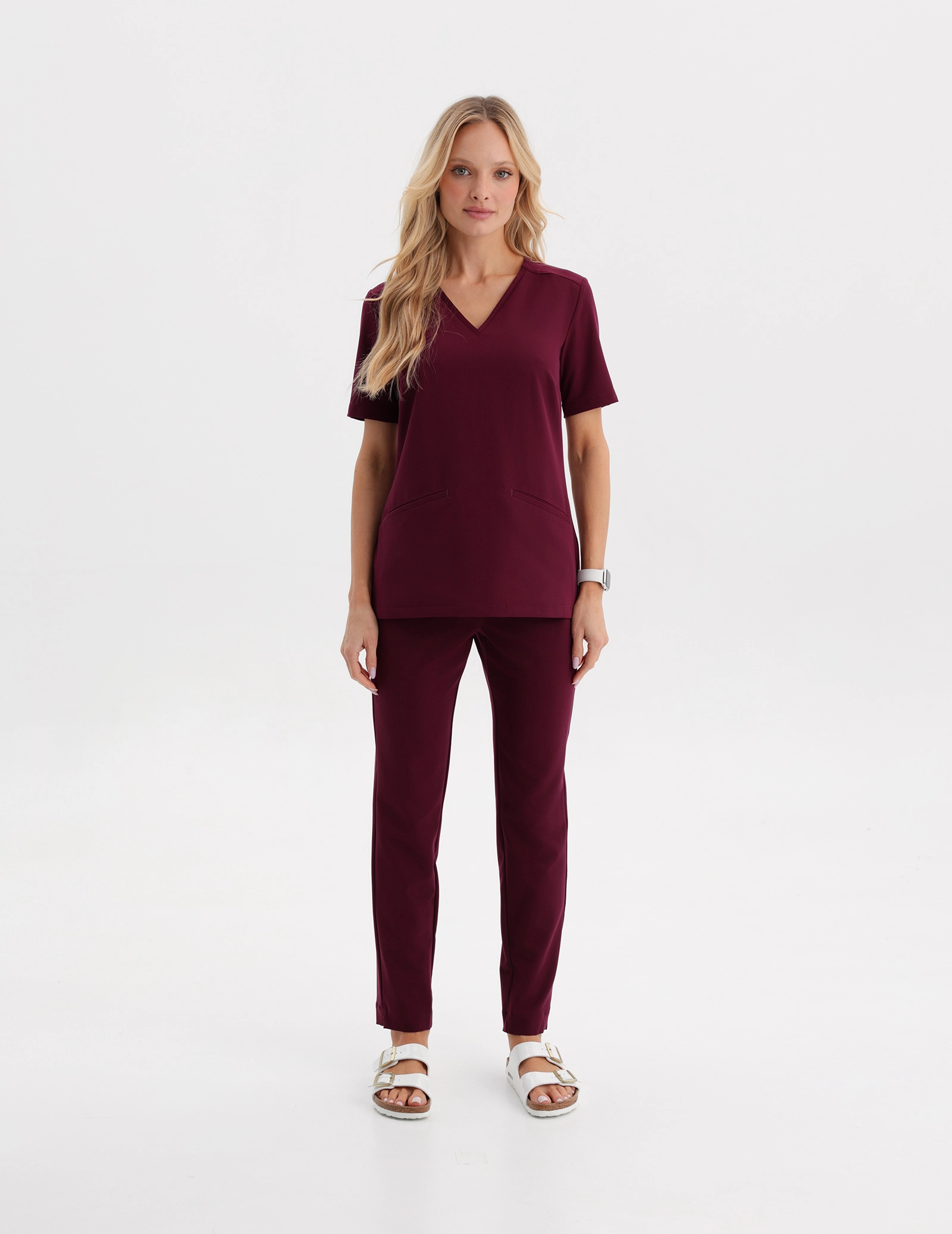 Pantaloni pentru femei Basic - BURGUNDY