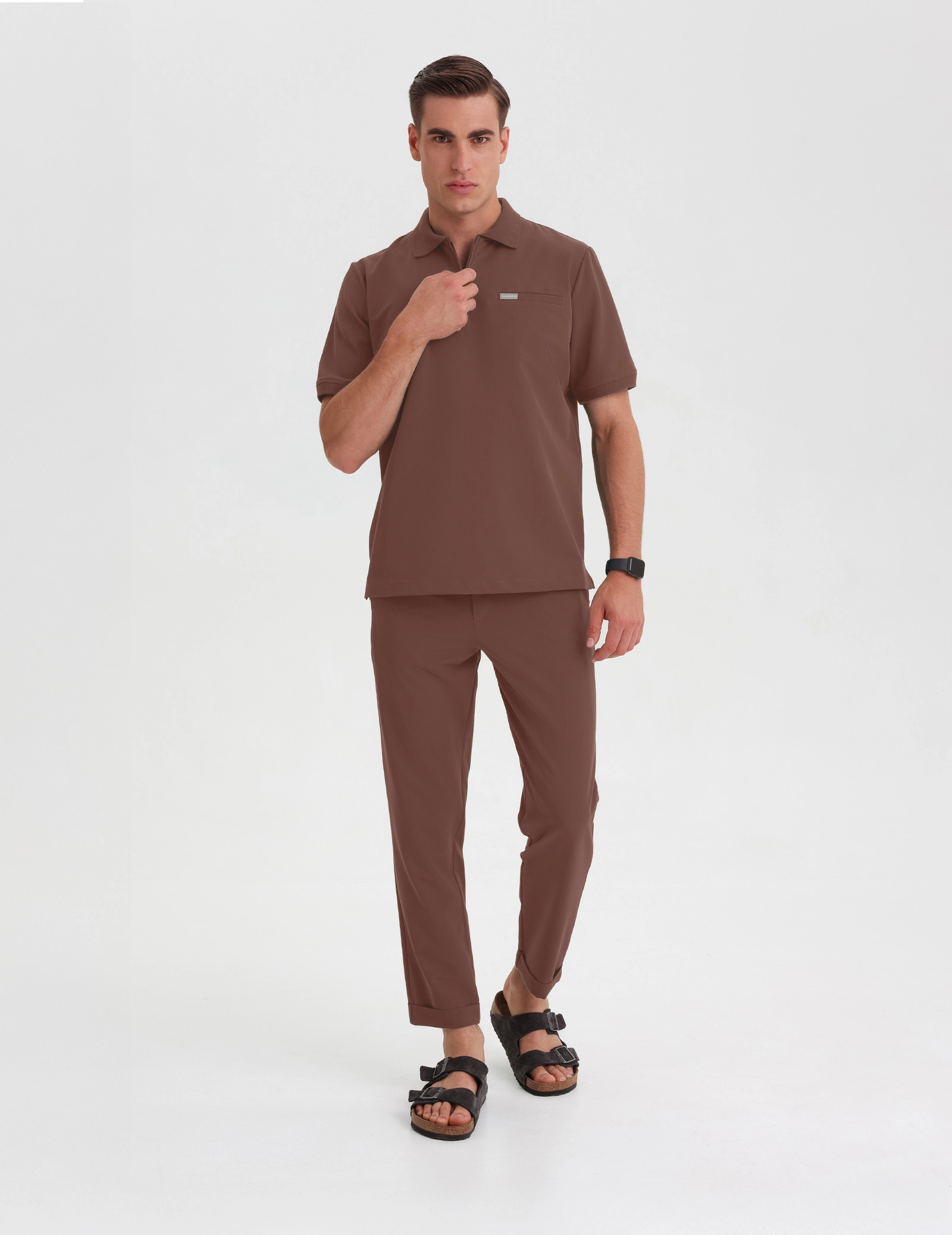 Bluză Medicală Polo Bărbați - MILKY BROWN