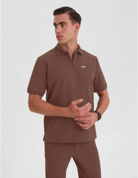 Bluză Medicală Polo Bărbați - MILKY BROWN