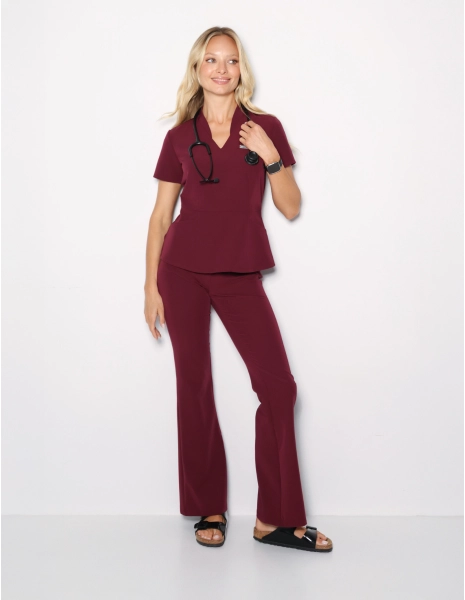 Pantaloni Medicali Dama Flare - BURGUNDY