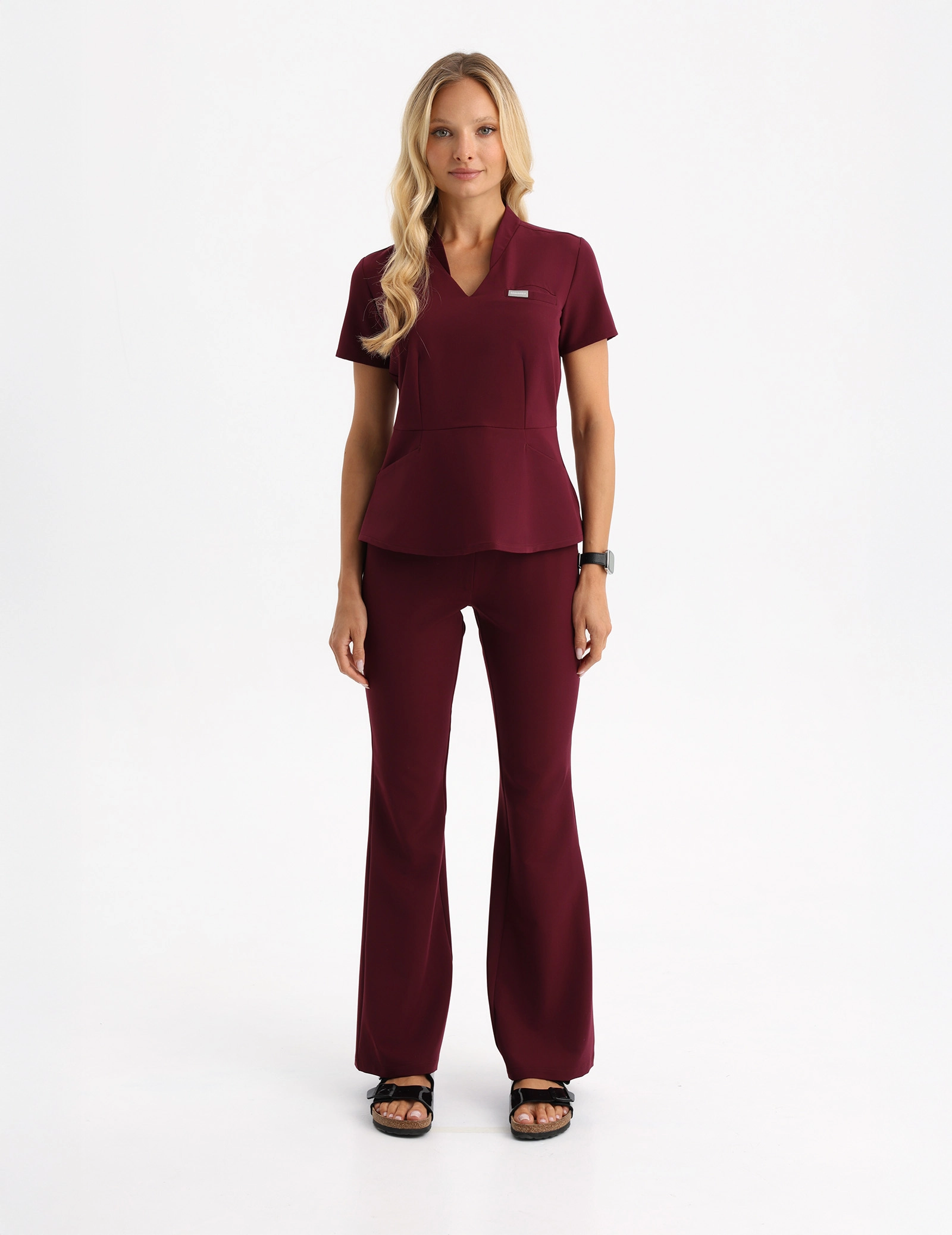 Pantaloni Medicali Dama Flare - BURGUNDY