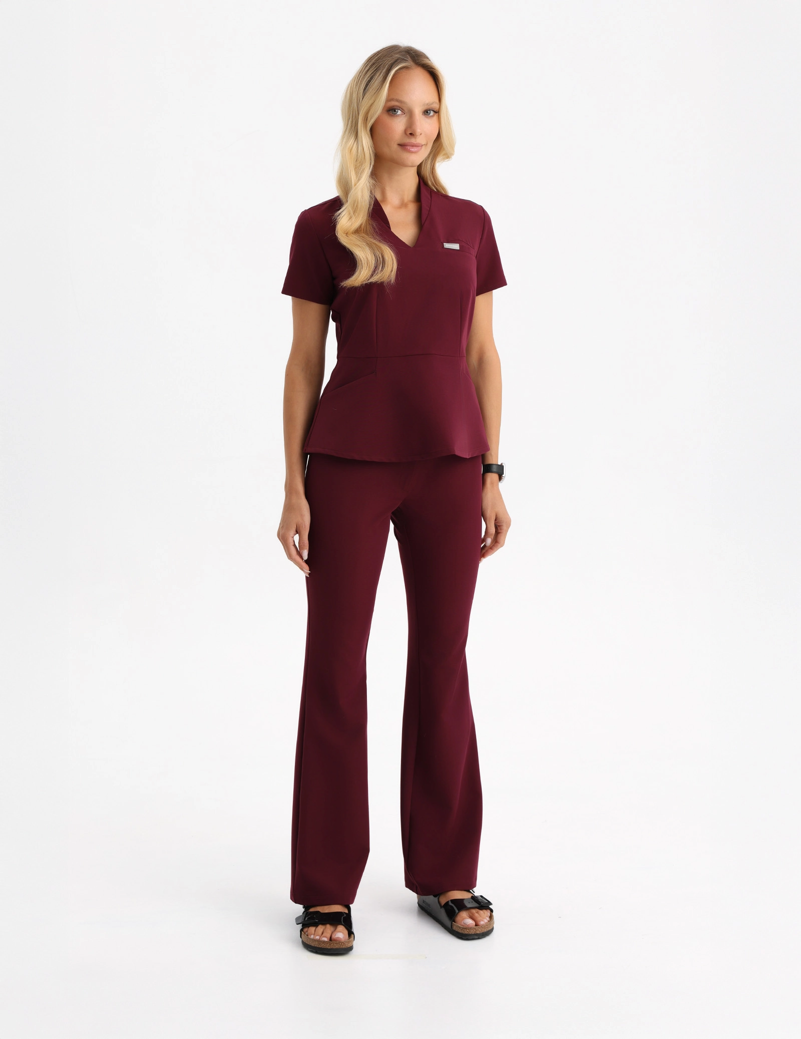 Pantaloni Medicali Dama Flare - BURGUNDY