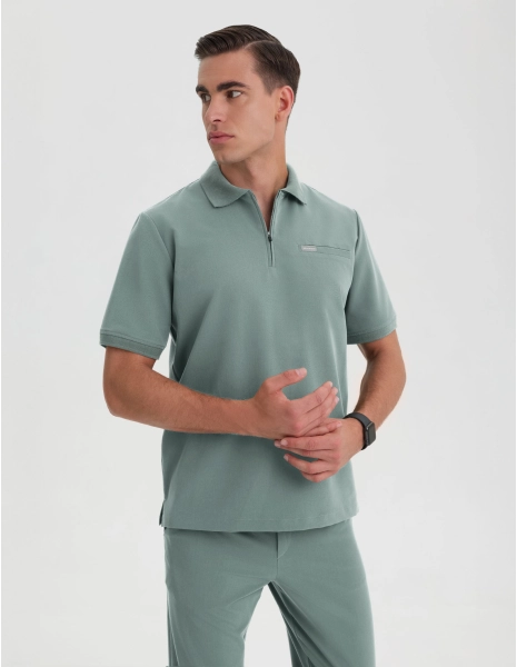 Bluză Medicală Polo Bărbați - DUSTY GREEN