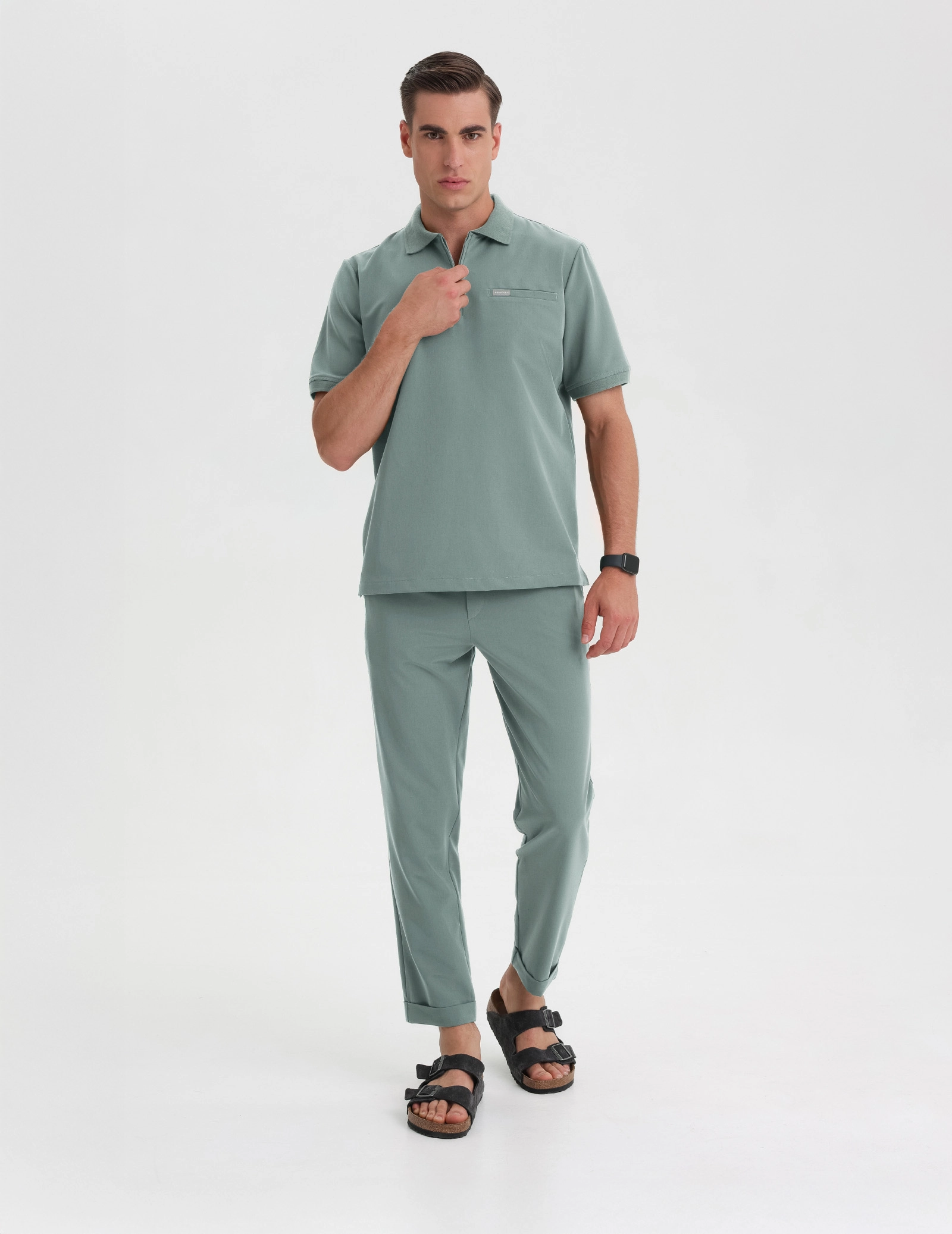 Bluză Medicală Polo Bărbați - DUSTY GREEN