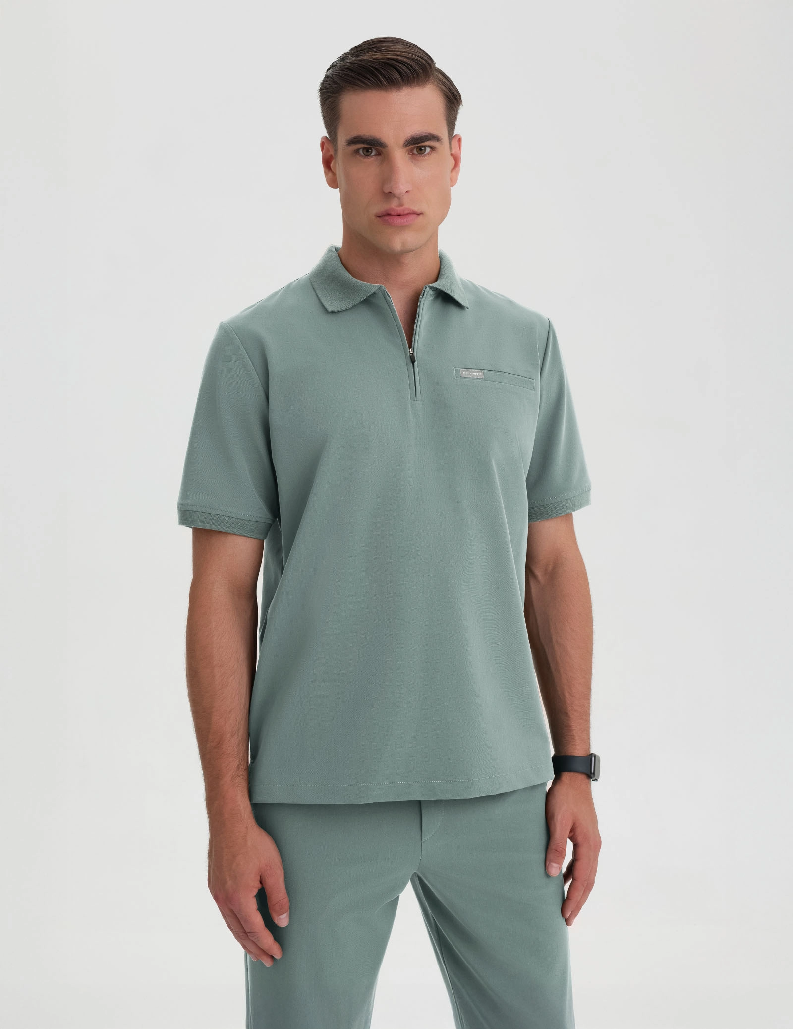 Bluză Medicală Polo Bărbați - DUSTY GREEN