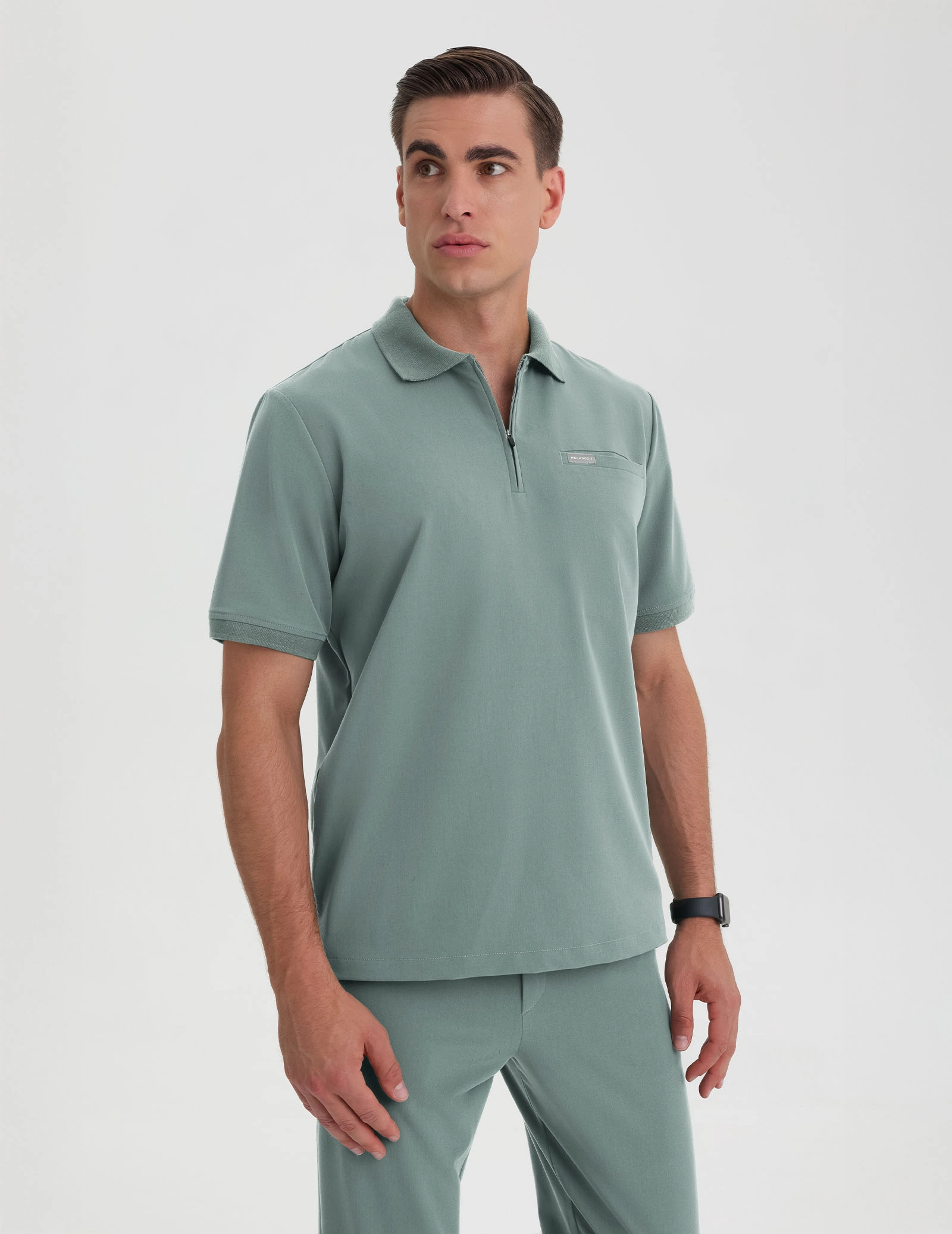 Bluză Medicală Polo Bărbați - DUSTY GREEN