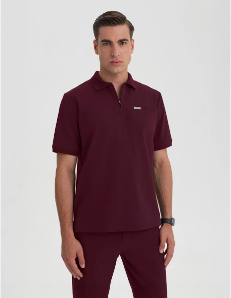 Bluză Medicală Polo Bărbați - BURGUNDY