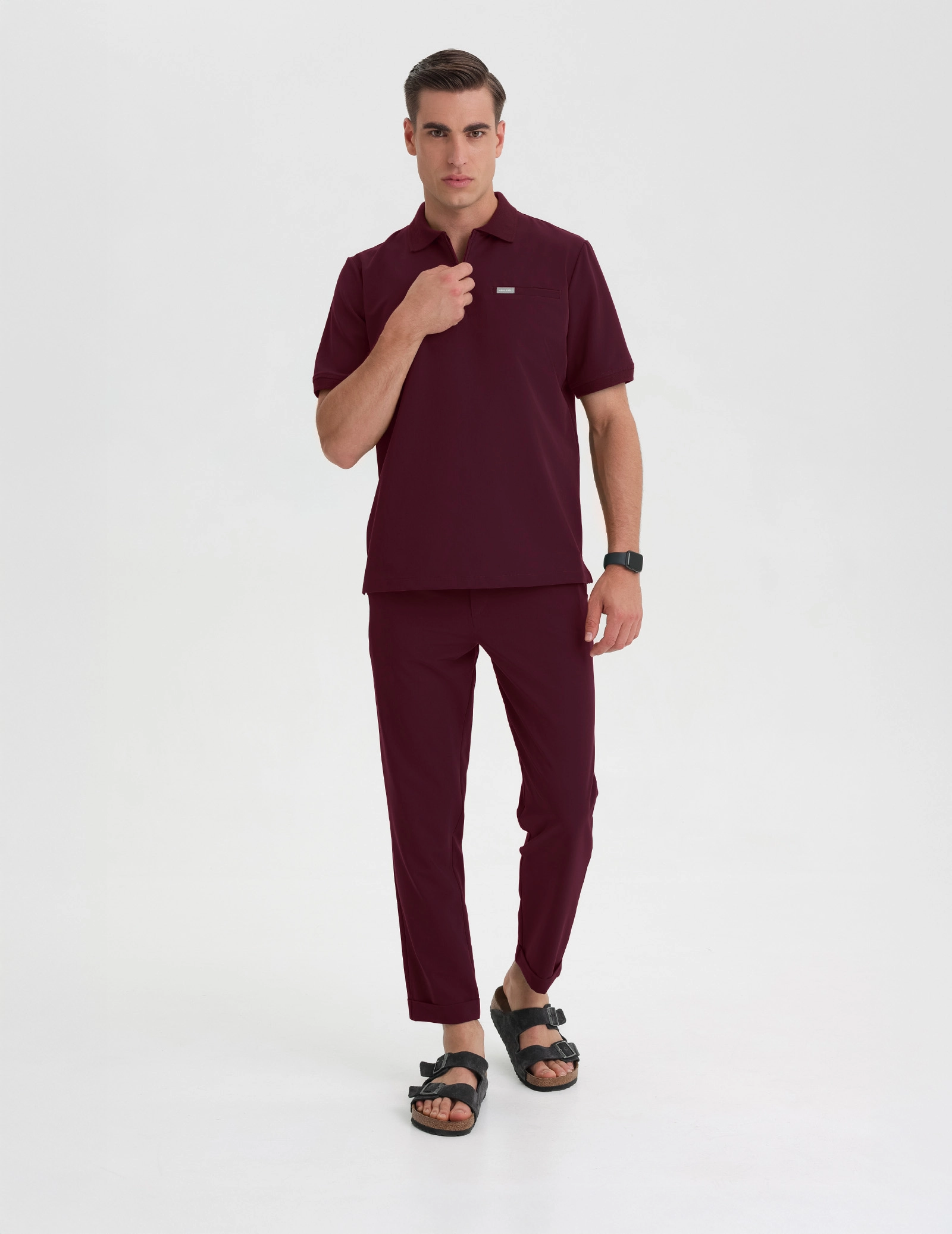 Bluză Medicală Polo Bărbați - BURGUNDY