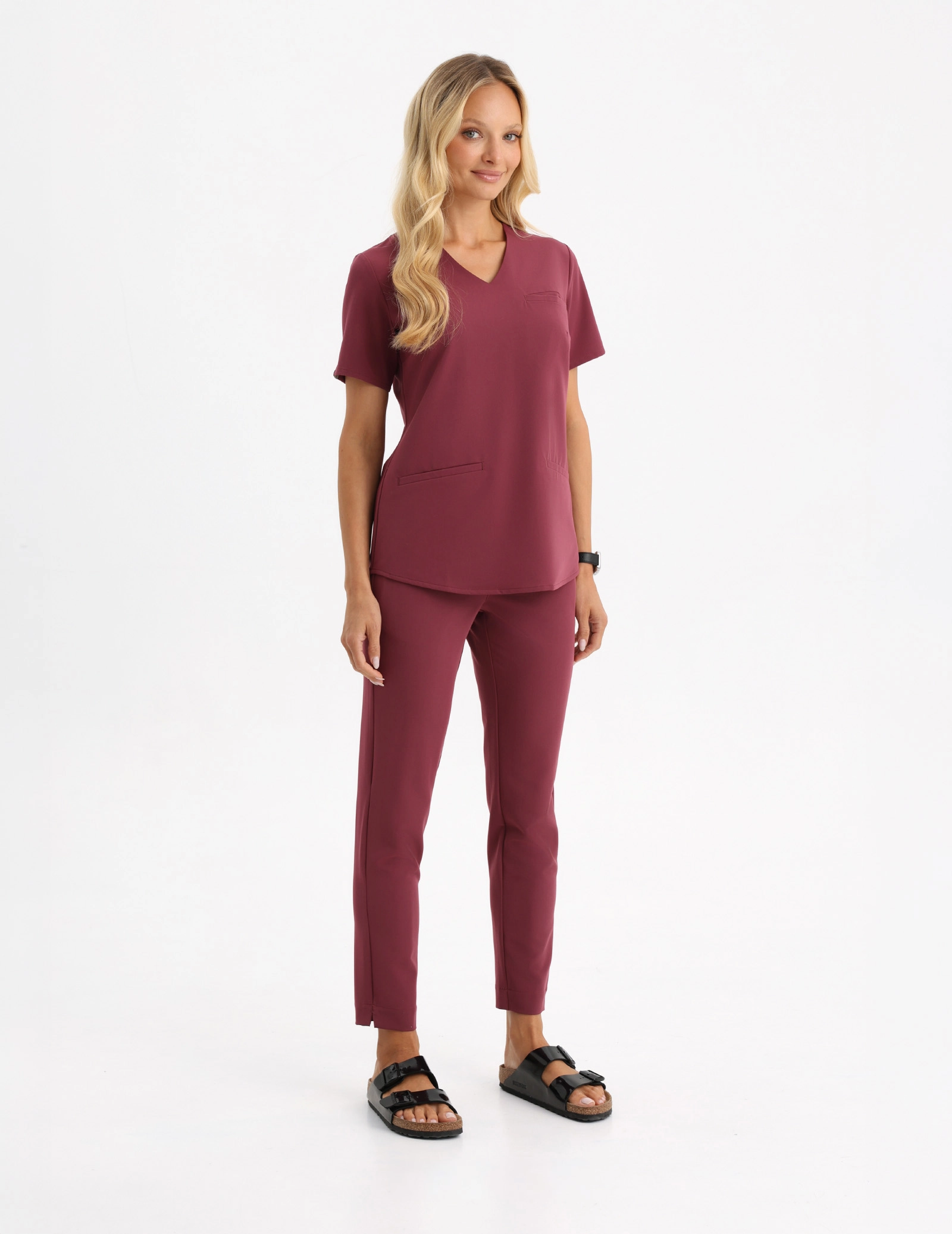 Spodnie damskie Basic - BURGUNDY