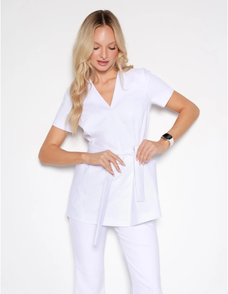 Bluză Medicală cu legături Auri - WHITE